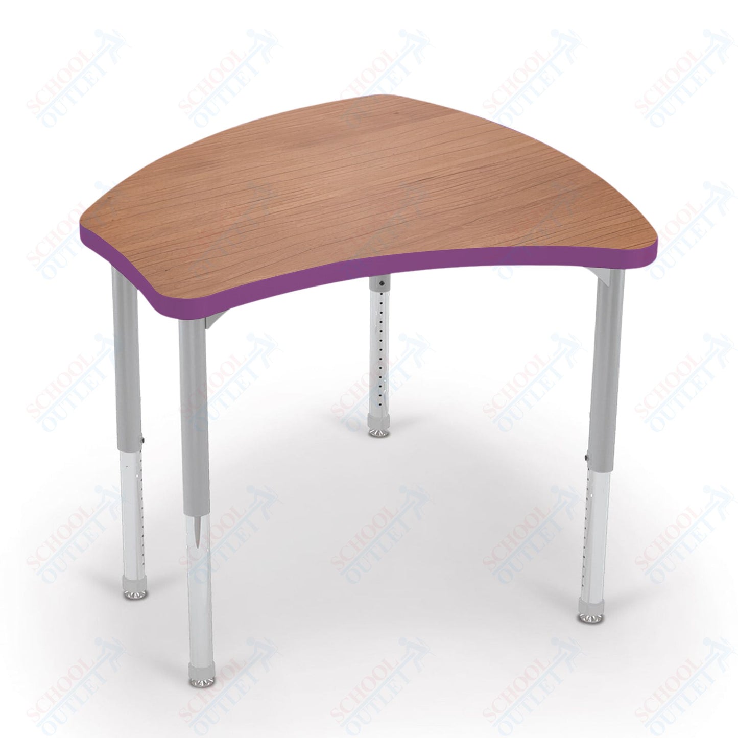 Mooreco Small Hierarchy Shape Standard Desk Adjustable Height 22" - 32" - Platinum Leg - 11436X