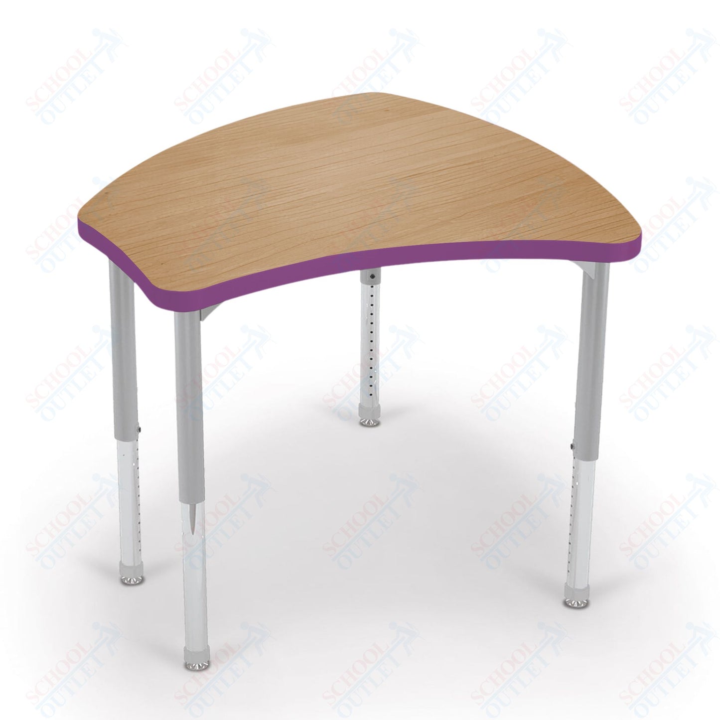 Mooreco Small Hierarchy Shape Standard Desk Adjustable Height 22" - 32" - Platinum Leg - 11436X