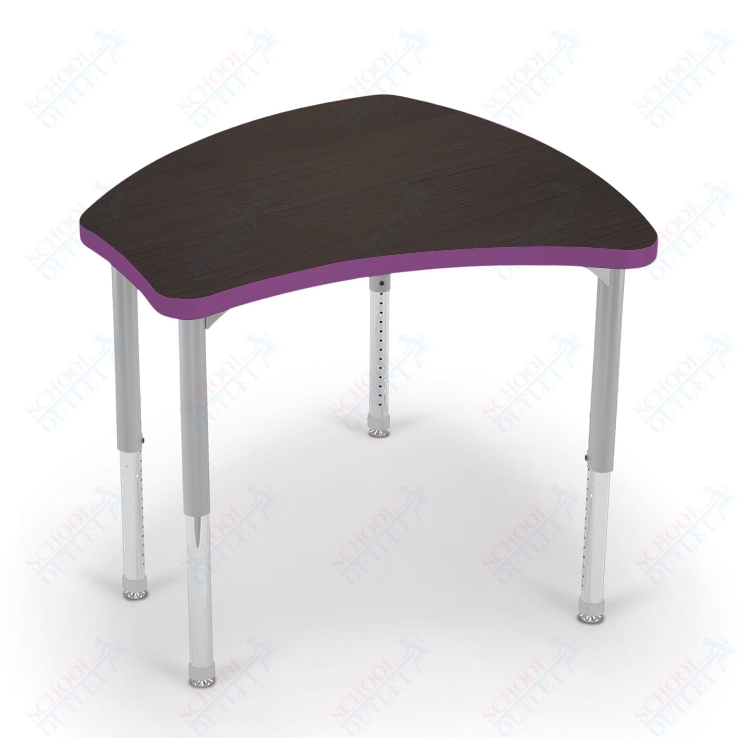 Mooreco Small Hierarchy Shape Standard Desk Adjustable Height 22" - 32" - Platinum Leg - 11436X