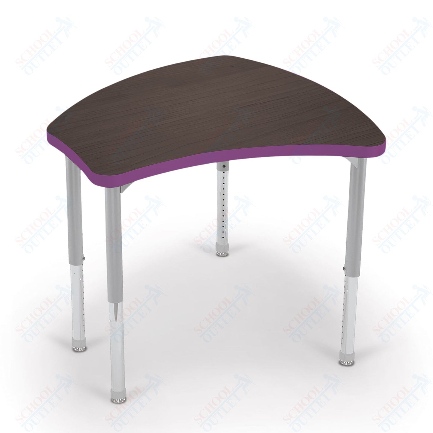 Mooreco Small Hierarchy Shape Standard Desk Adjustable Height 22" - 32" - Platinum Leg - 11436X