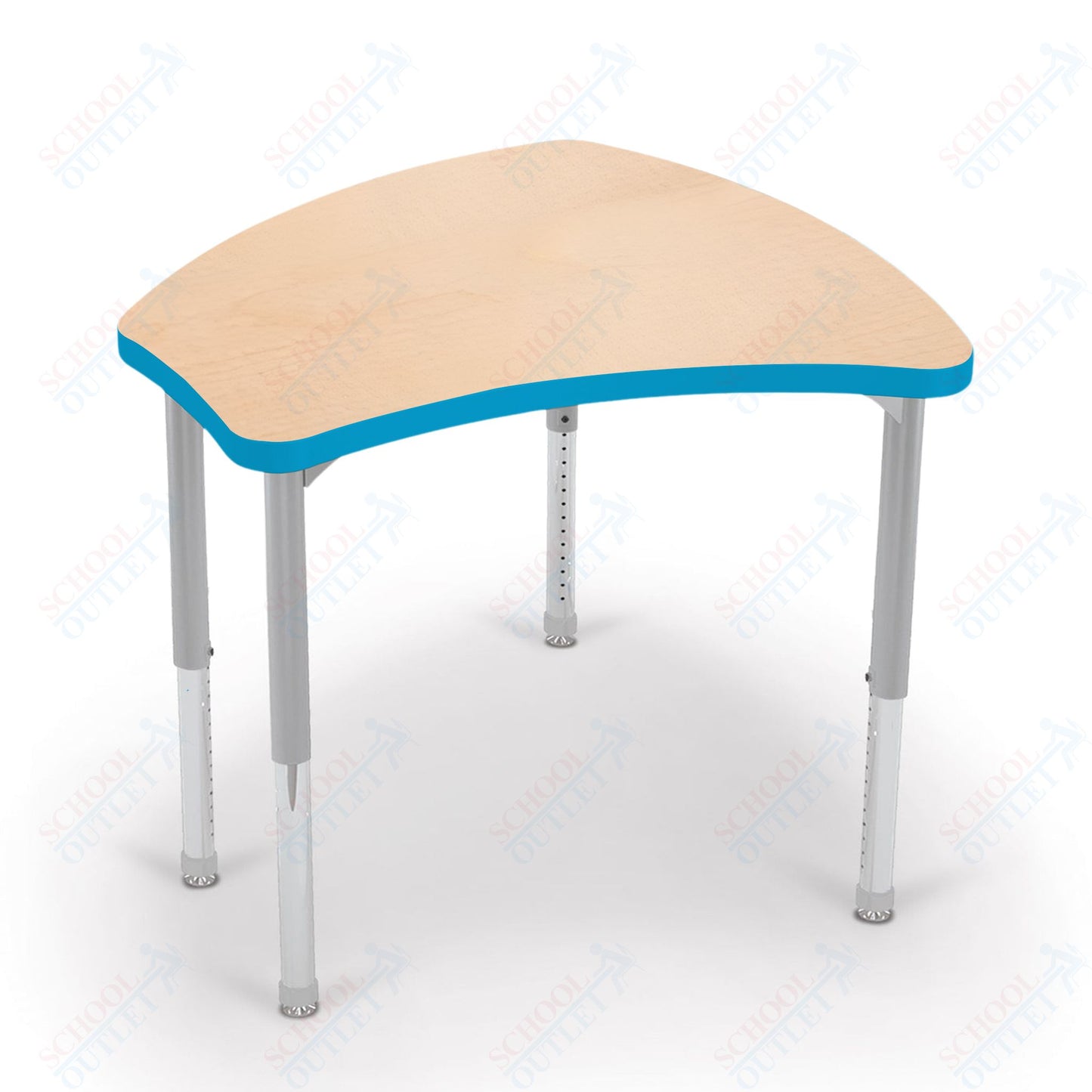 Mooreco Small Hierarchy Shape Standard Desk Adjustable Height 22" - 32" - Platinum Leg - 11436X