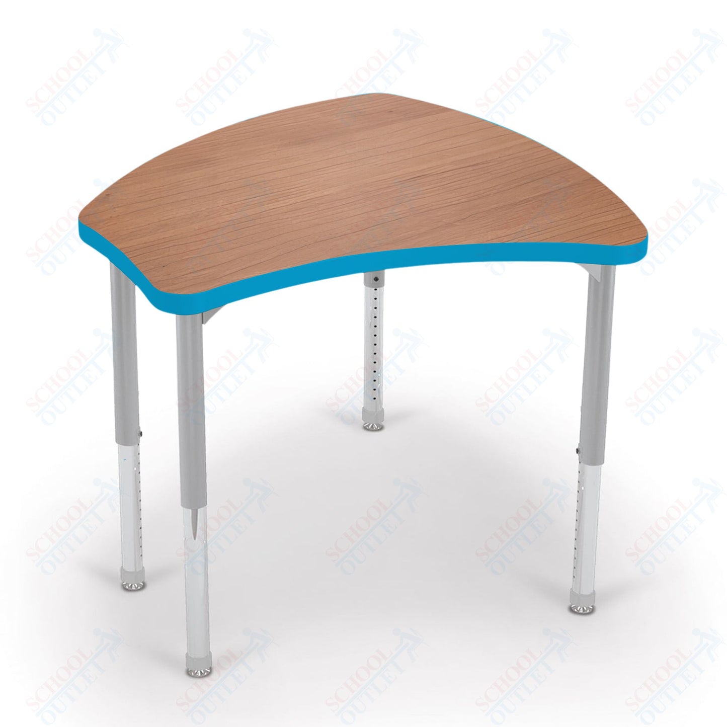 Mooreco Small Hierarchy Shape Standard Desk Adjustable Height 22" - 32" - Platinum Leg - 11436X