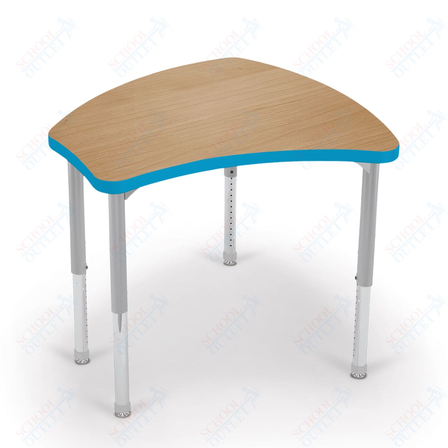 Mooreco Small Hierarchy Shape Standard Desk Adjustable Height 22" - 32" - Platinum Leg - 11436X