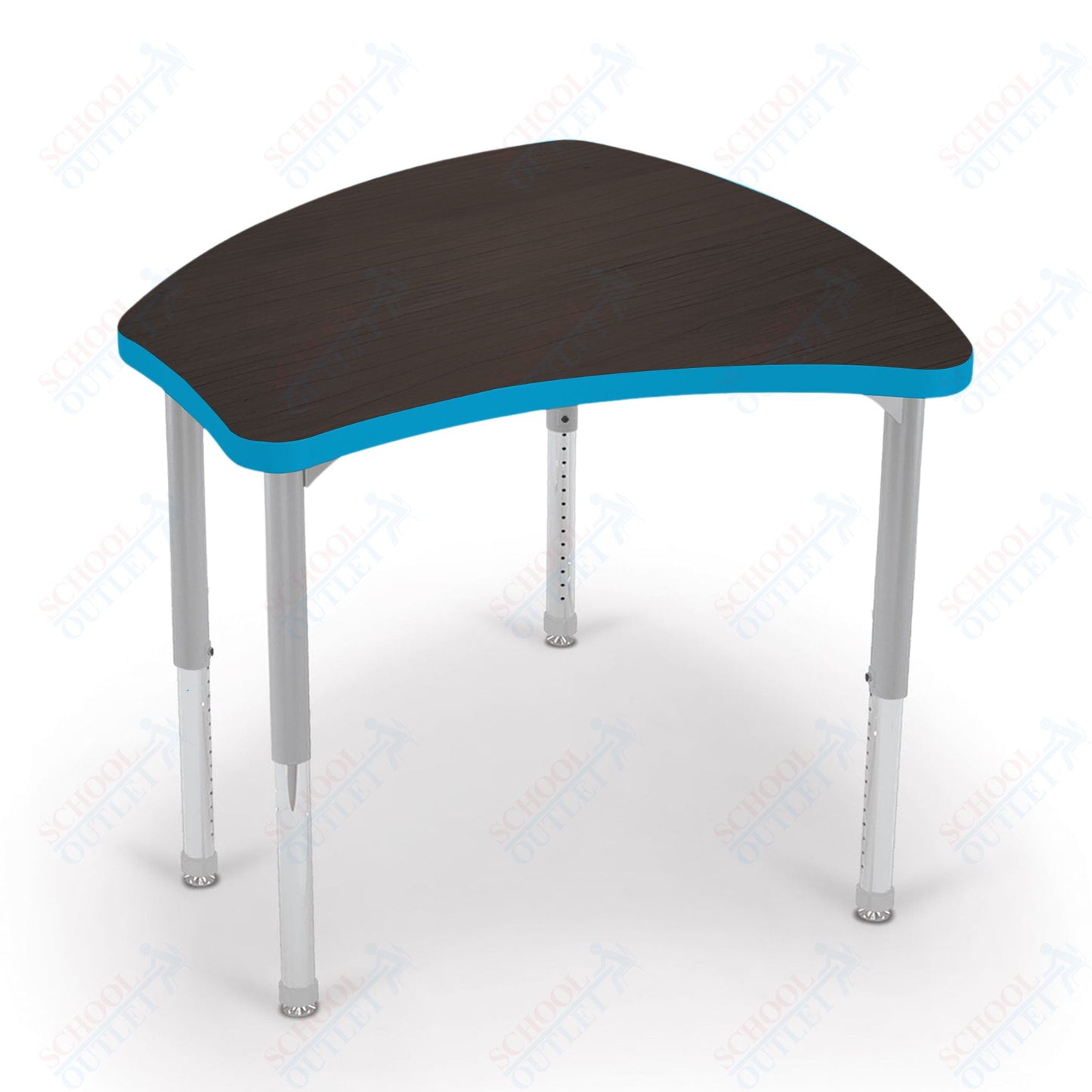 Mooreco Small Hierarchy Shape Standard Desk Adjustable Height 22" - 32" - Platinum Leg - 11436X