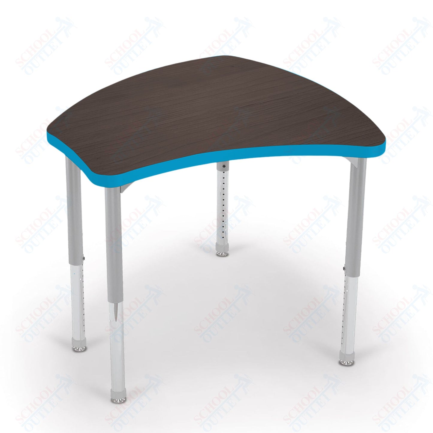 Mooreco Small Hierarchy Shape Standard Desk Adjustable Height 22" - 32" - Platinum Leg - 11436X