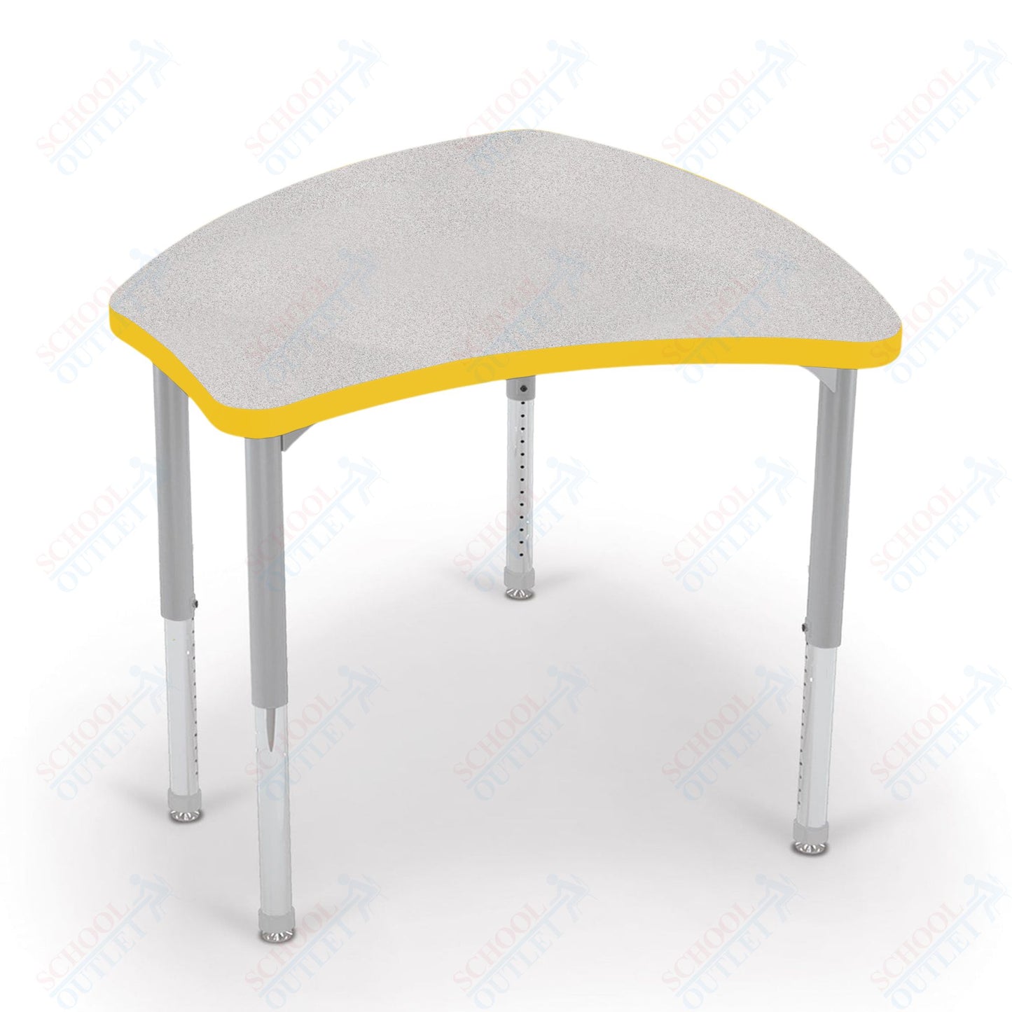 Mooreco Small Hierarchy Shape Standard Desk Adjustable Height 22" - 32" - Platinum Leg - 11436X