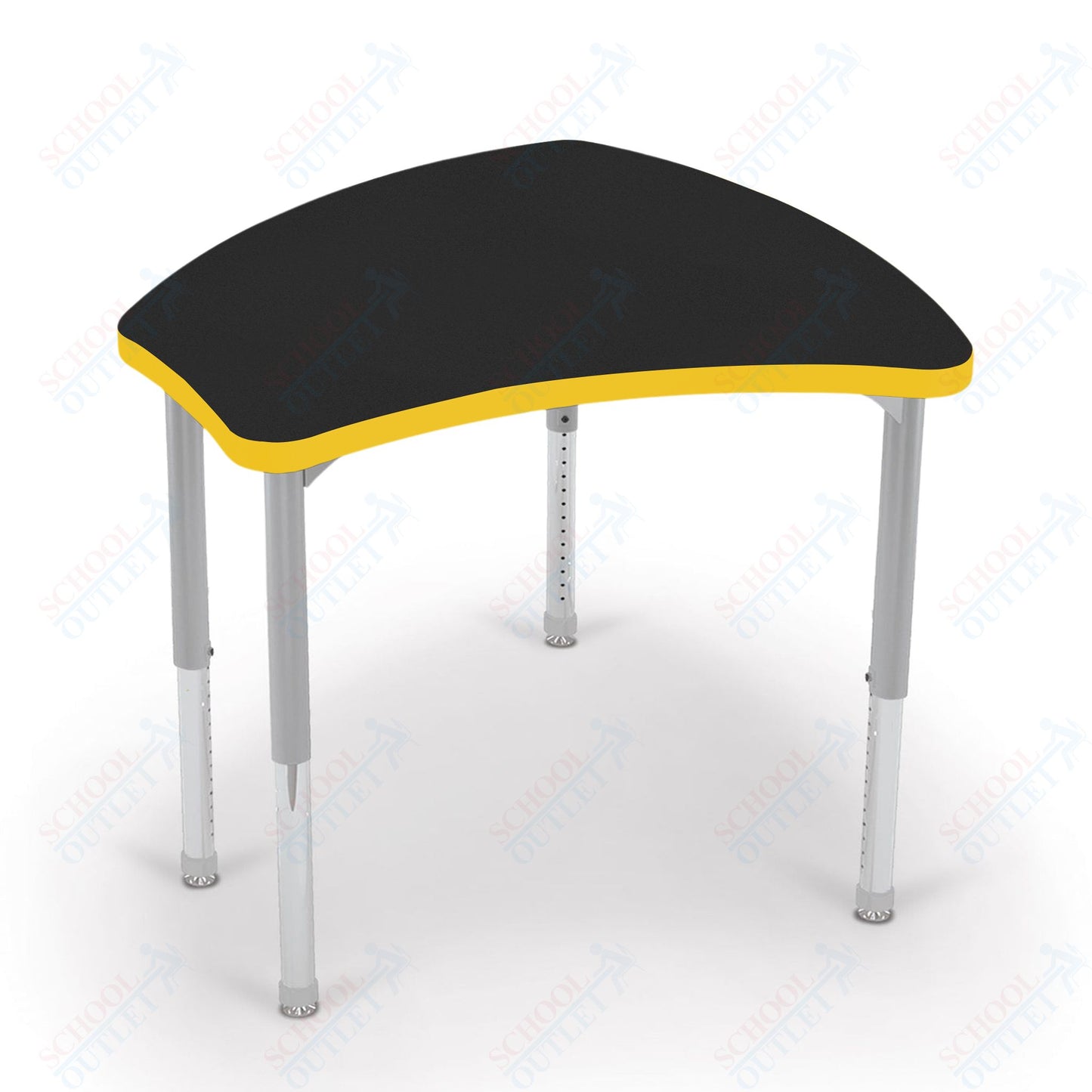 Mooreco Small Hierarchy Shape Standard Desk Adjustable Height 22" - 32" - Platinum Leg - 11436X