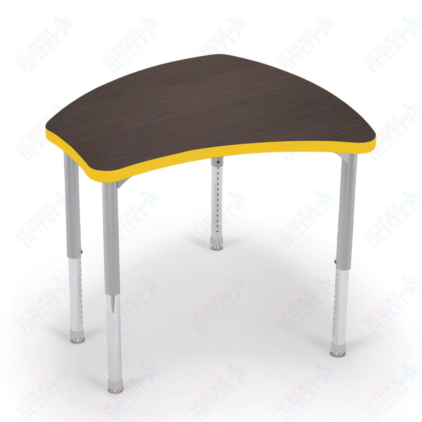 Mooreco Small Hierarchy Shape Standard Desk Adjustable Height 22" - 32" - Platinum Leg - 11436X