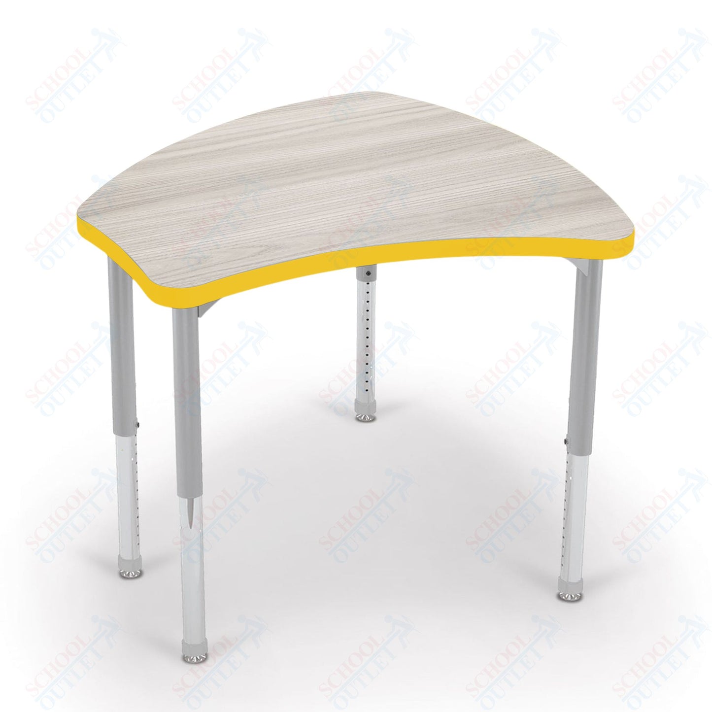 Mooreco Small Hierarchy Shape Standard Desk Adjustable Height 22" - 32" - Platinum Leg - 11436X