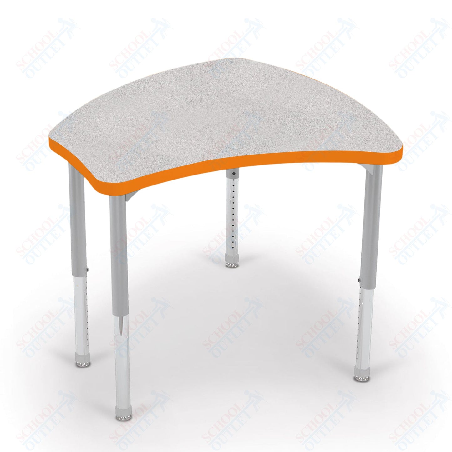 Mooreco Small Hierarchy Shape Standard Desk Adjustable Height 22" - 32" - Platinum Leg - 11436X