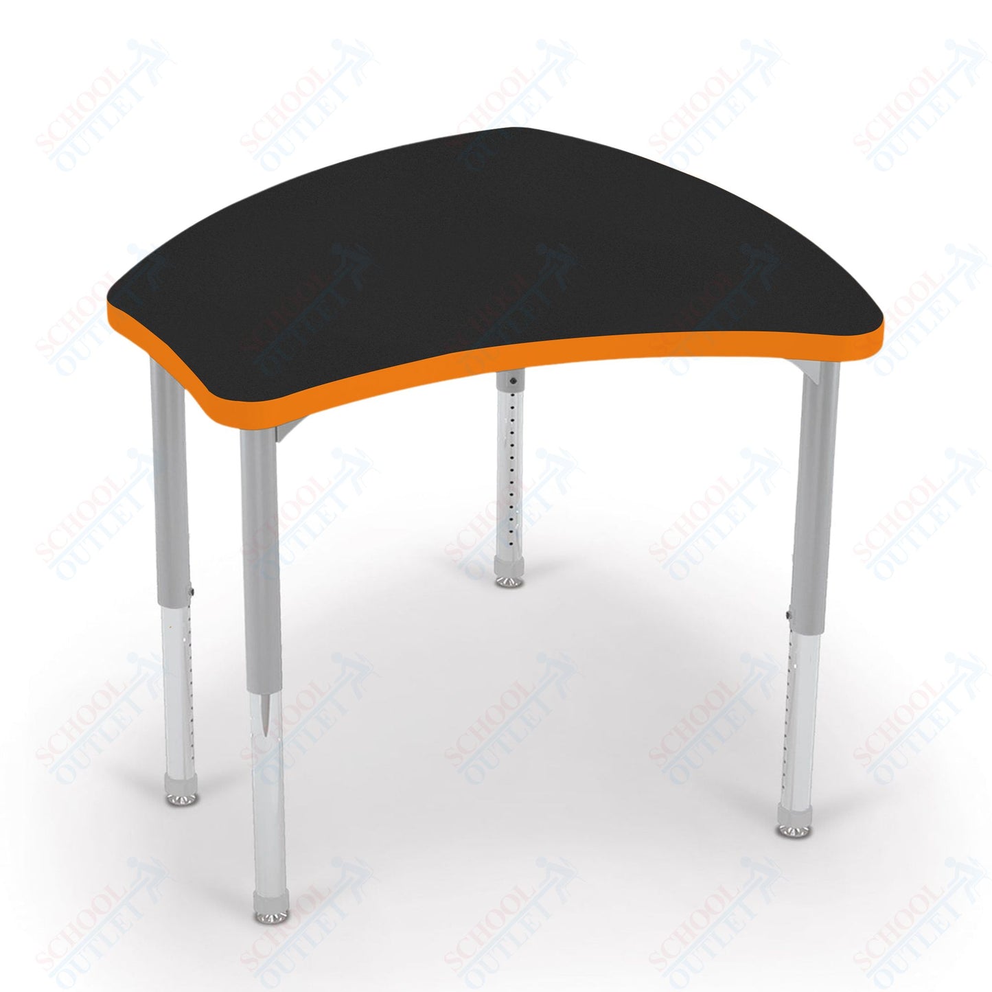Mooreco Small Hierarchy Shape Standard Desk Adjustable Height 22" - 32" - Platinum Leg - 11436X