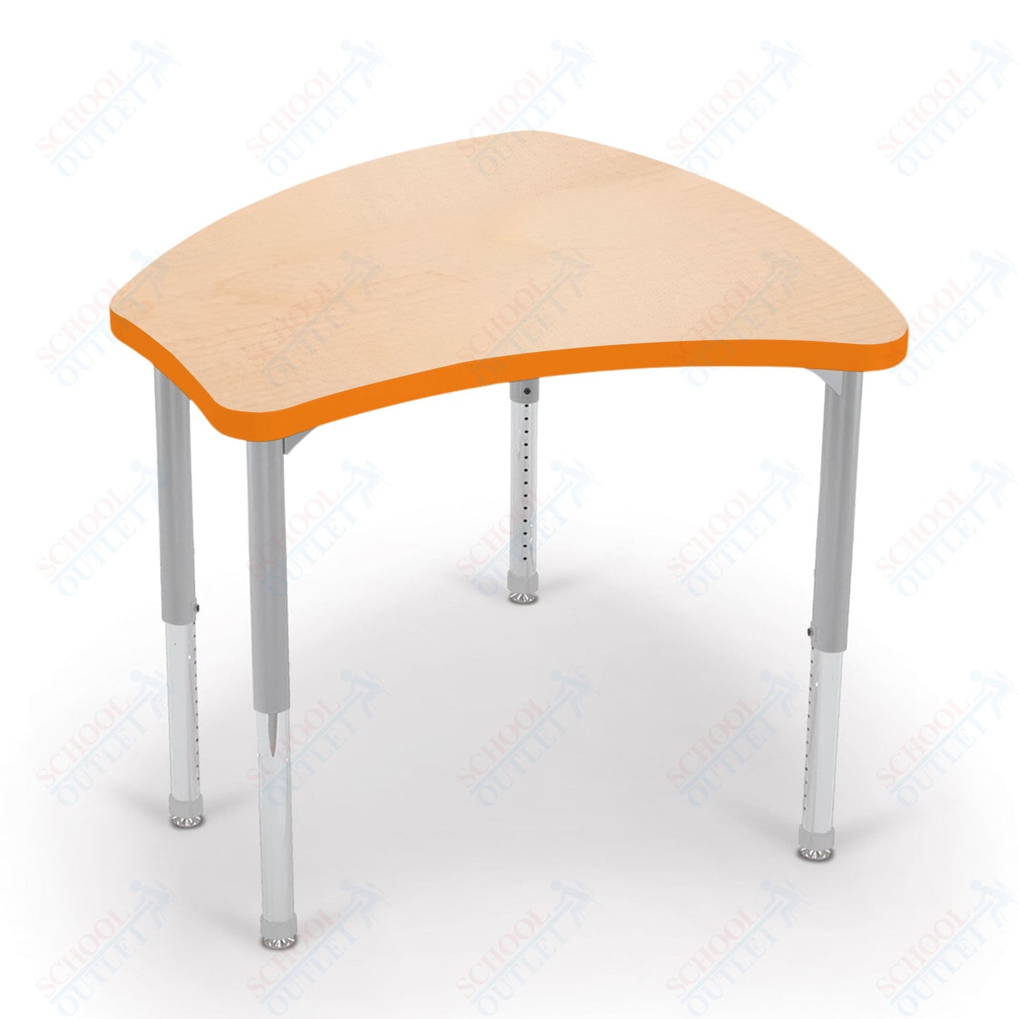Mooreco Small Hierarchy Shape Standard Desk Adjustable Height 22" - 32" - Platinum Leg - 11436X