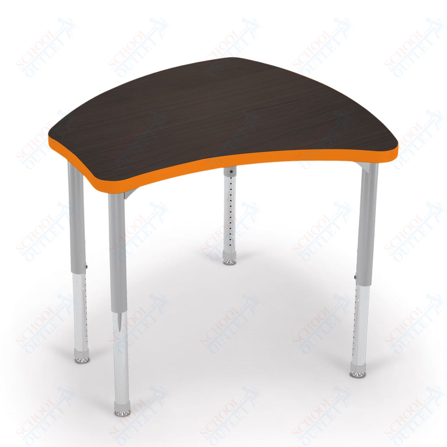 Mooreco Small Hierarchy Shape Standard Desk Adjustable Height 22" - 32" - Platinum Leg - 11436X