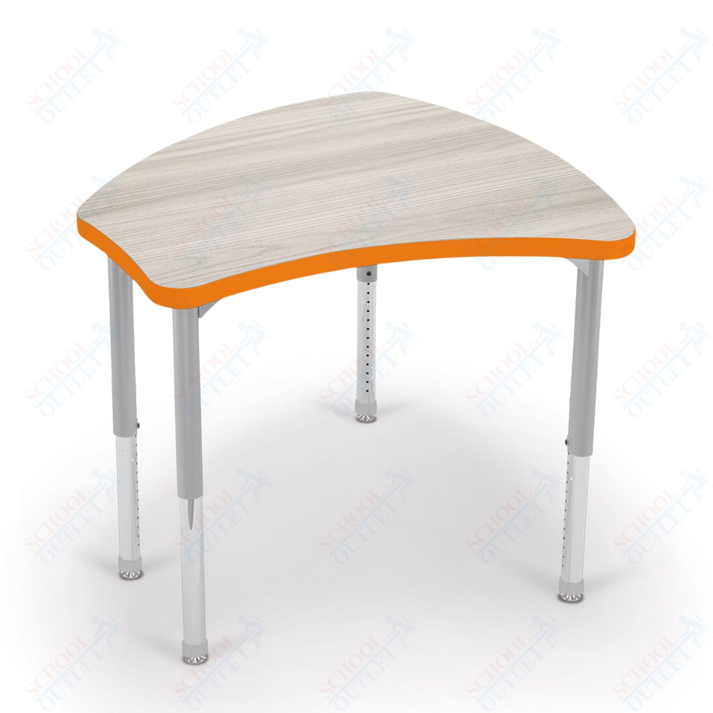 Mooreco Small Hierarchy Shape Standard Desk Adjustable Height 22" - 32" - Platinum Leg - 11436X