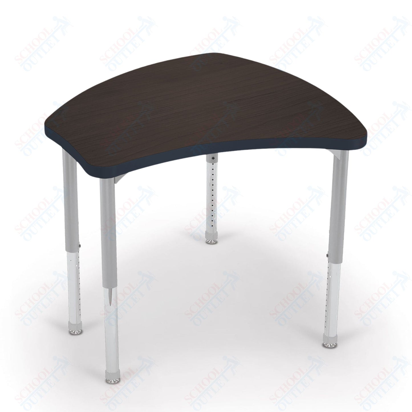 Mooreco Small Hierarchy Shape Standard Desk Adjustable Height 22" - 32" - Platinum Leg - 11436X