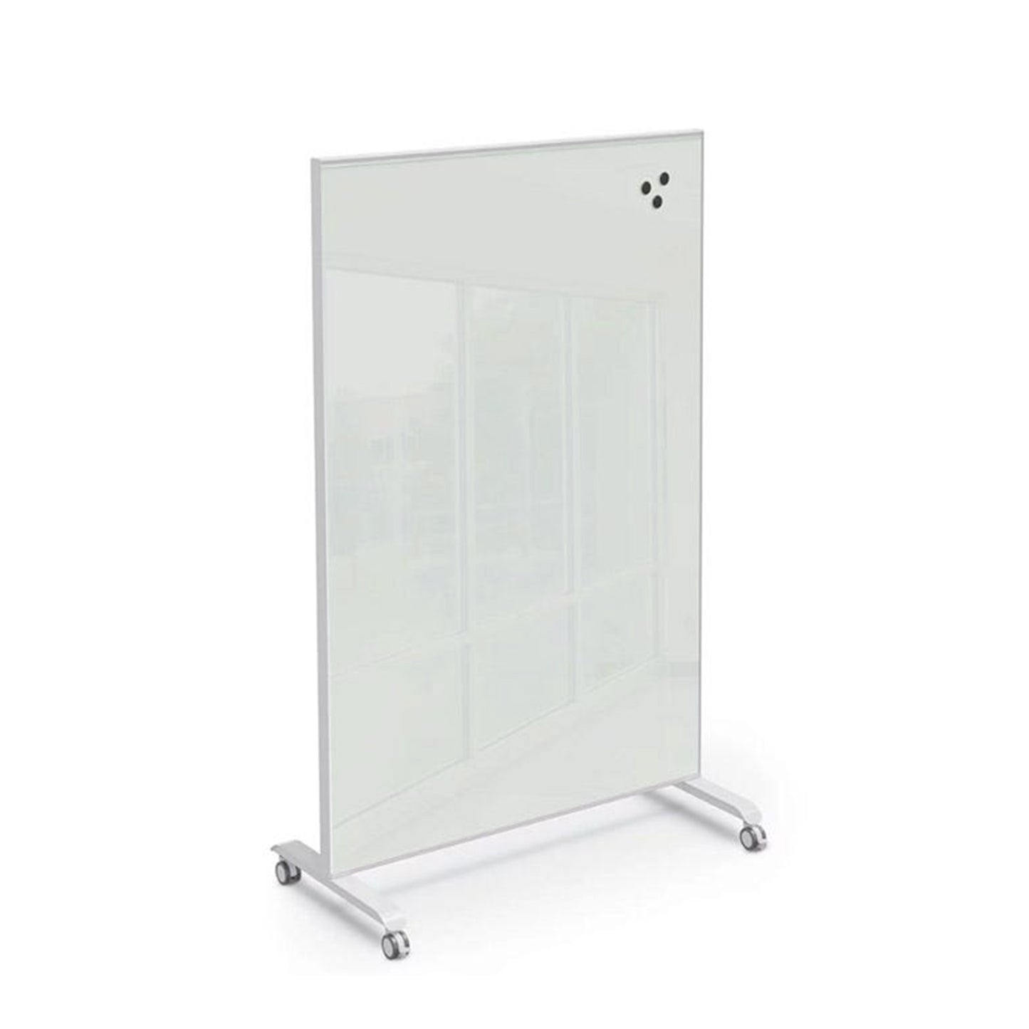 Mooreco Essentials Hierarchy Grow & Roll Mobile Magnetic Dry Erase Glass Board 4'H x 3'W