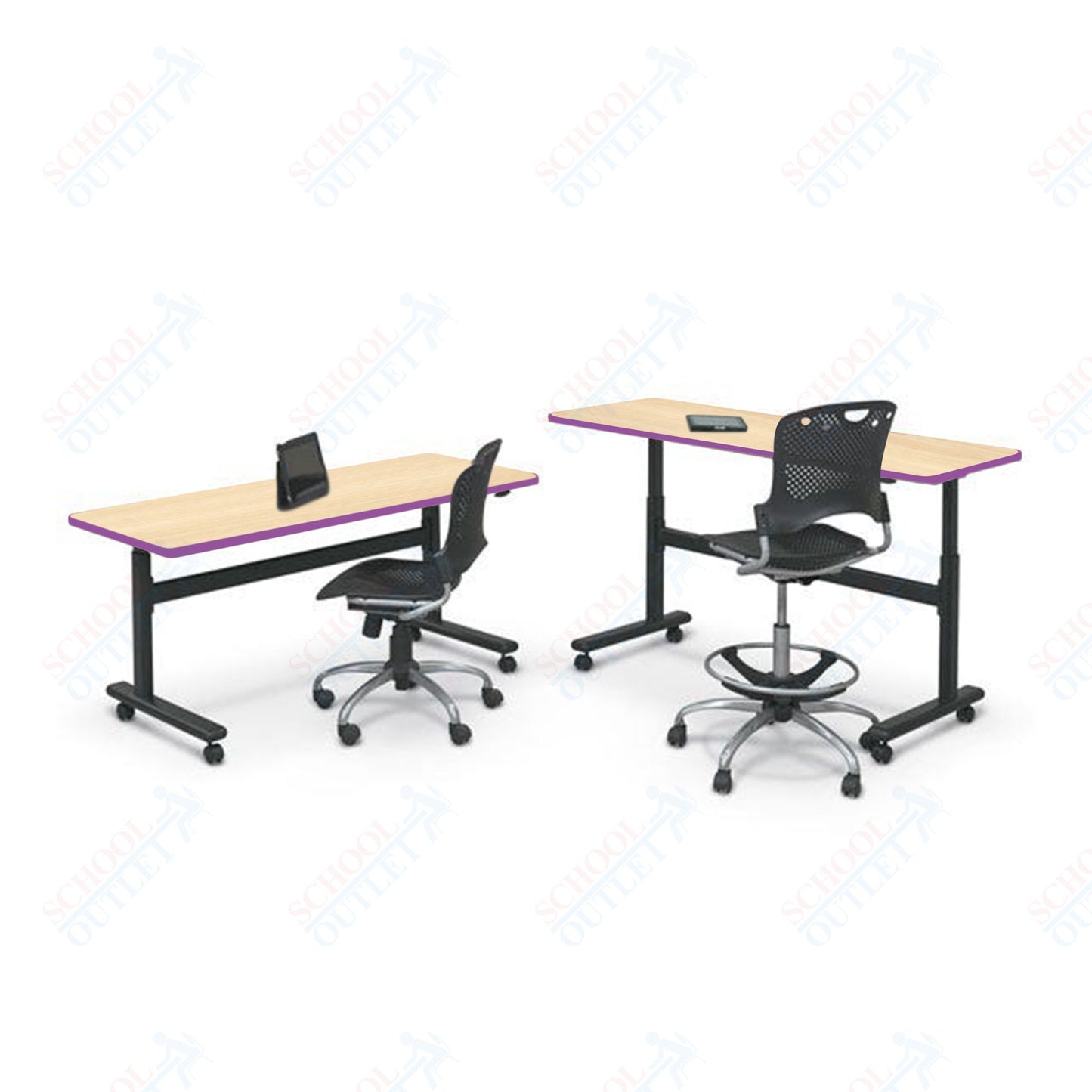 Mooreco Adjustable Height Flipper Table - Rectangle - 60"W × 24"D