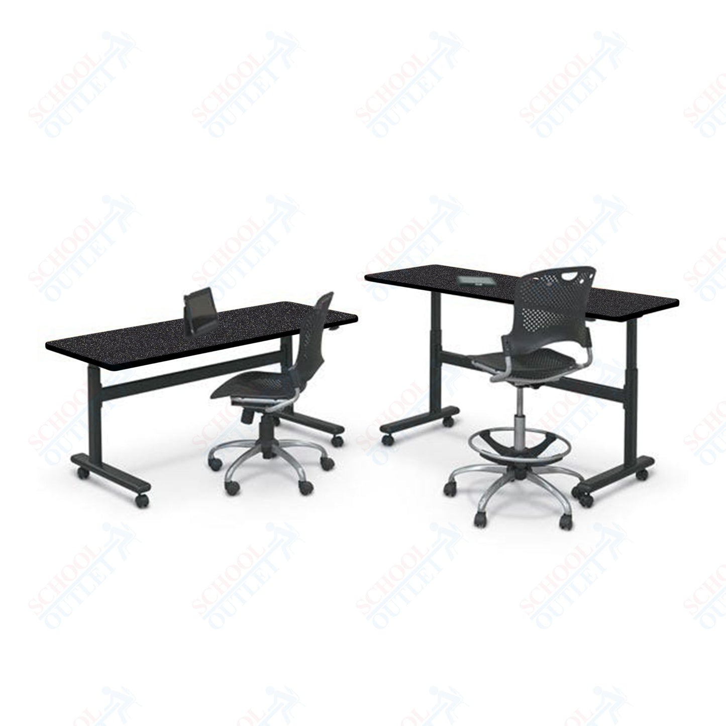 Mooreco Adjustable Height Flipper Table - Rectangle - 72"W × 24"D
