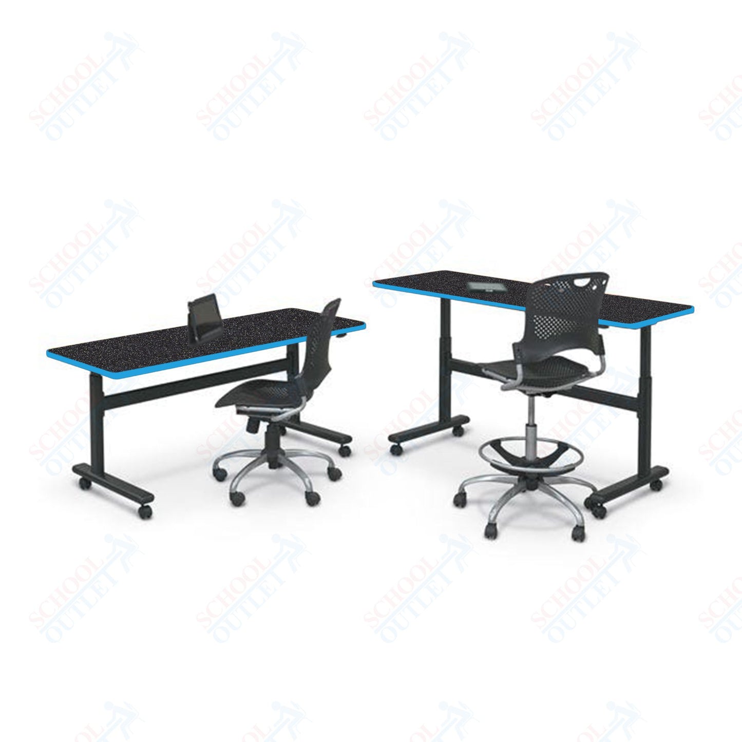 Mooreco Adjustable Height Flipper Table - Rectangle - 72"W × 24"D