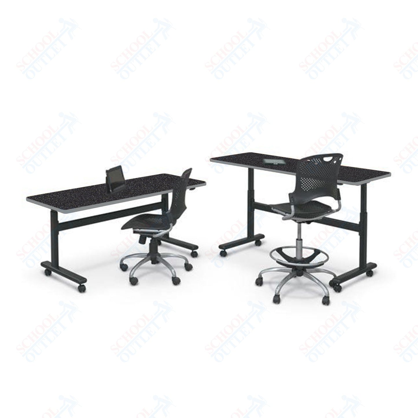 Mooreco Adjustable Height Flipper Table - Rectangle - 72"W × 24"D