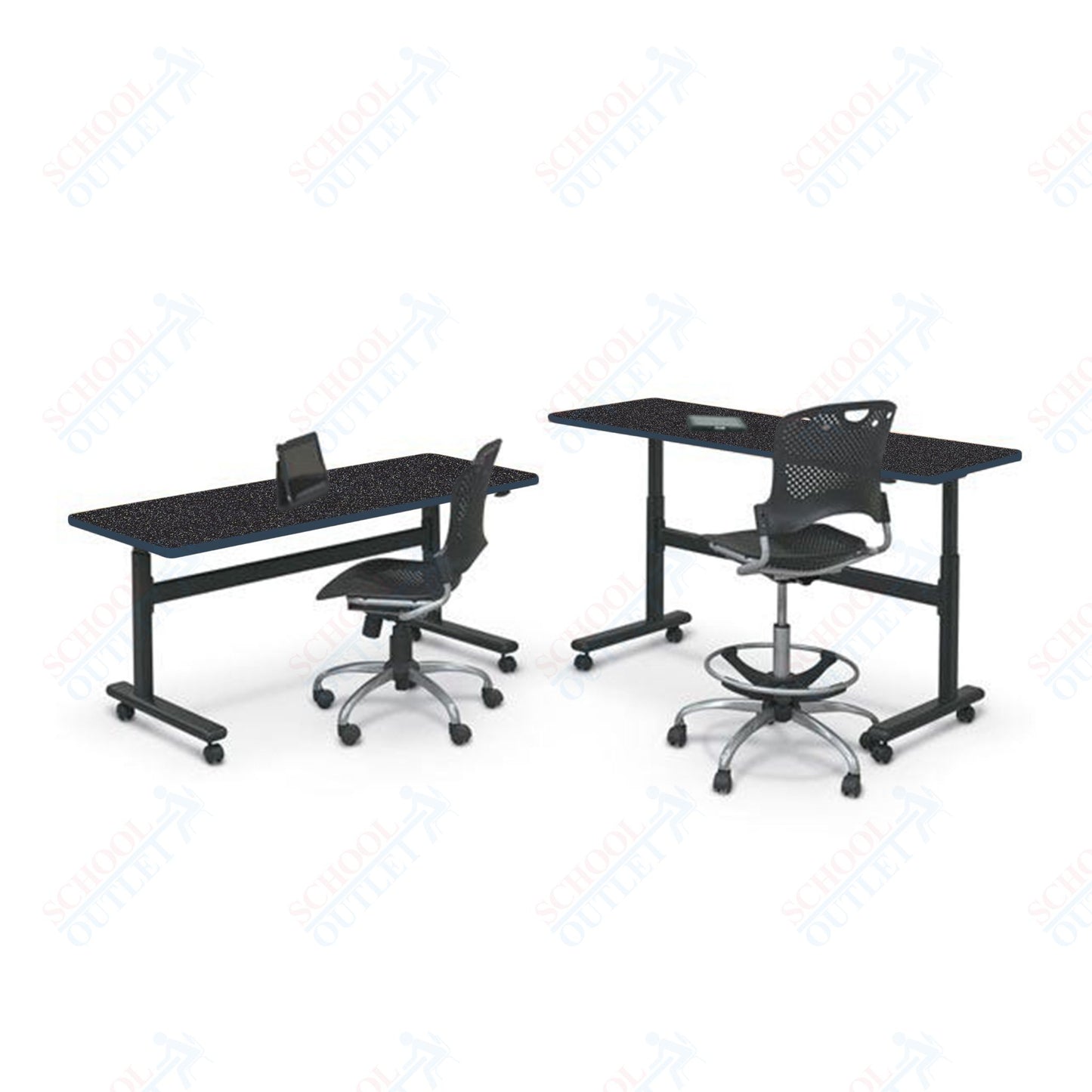Mooreco Adjustable Height Flipper Table - Rectangle - 72"W × 24"D