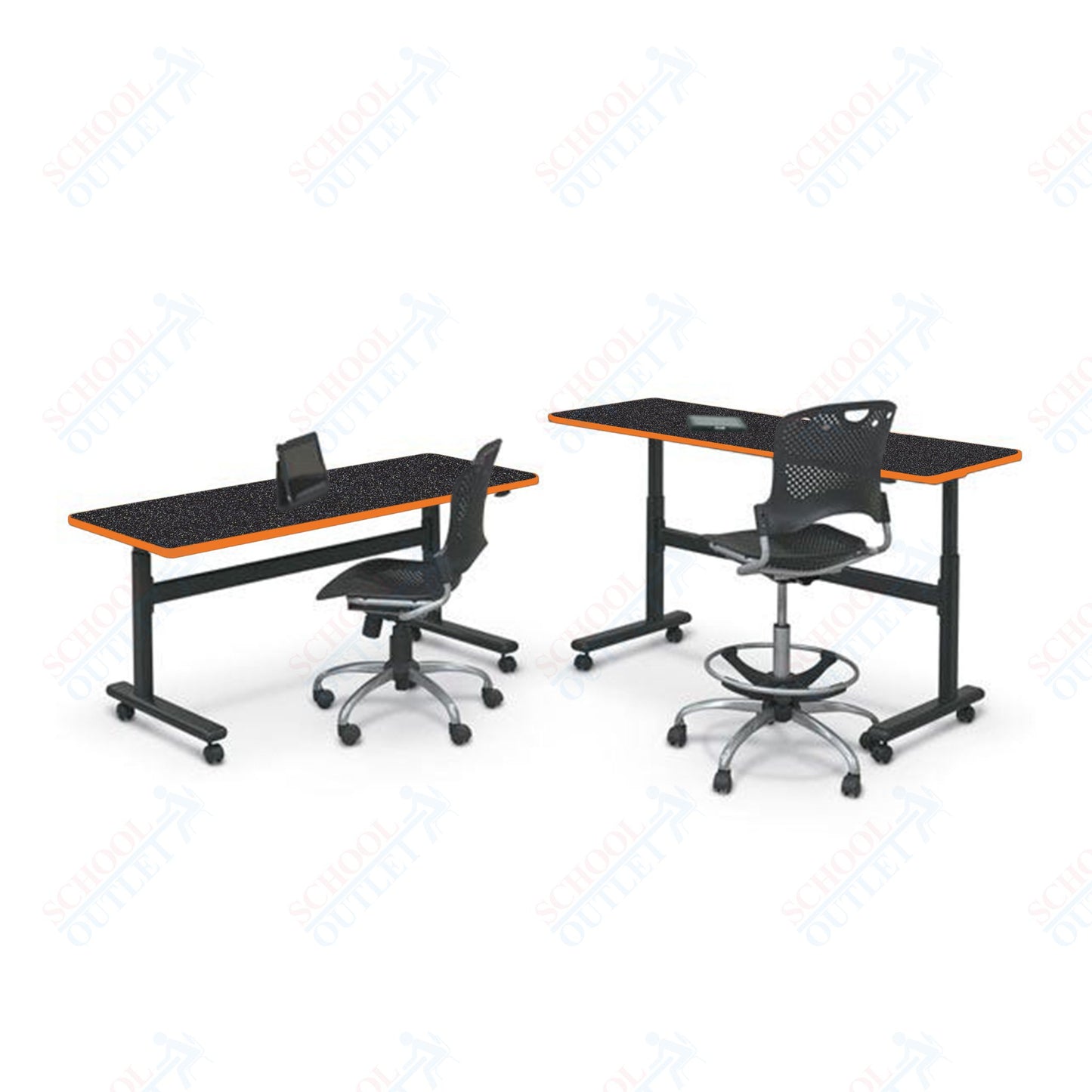 Mooreco Adjustable Height Flipper Table - Rectangle - 72"W × 24"D