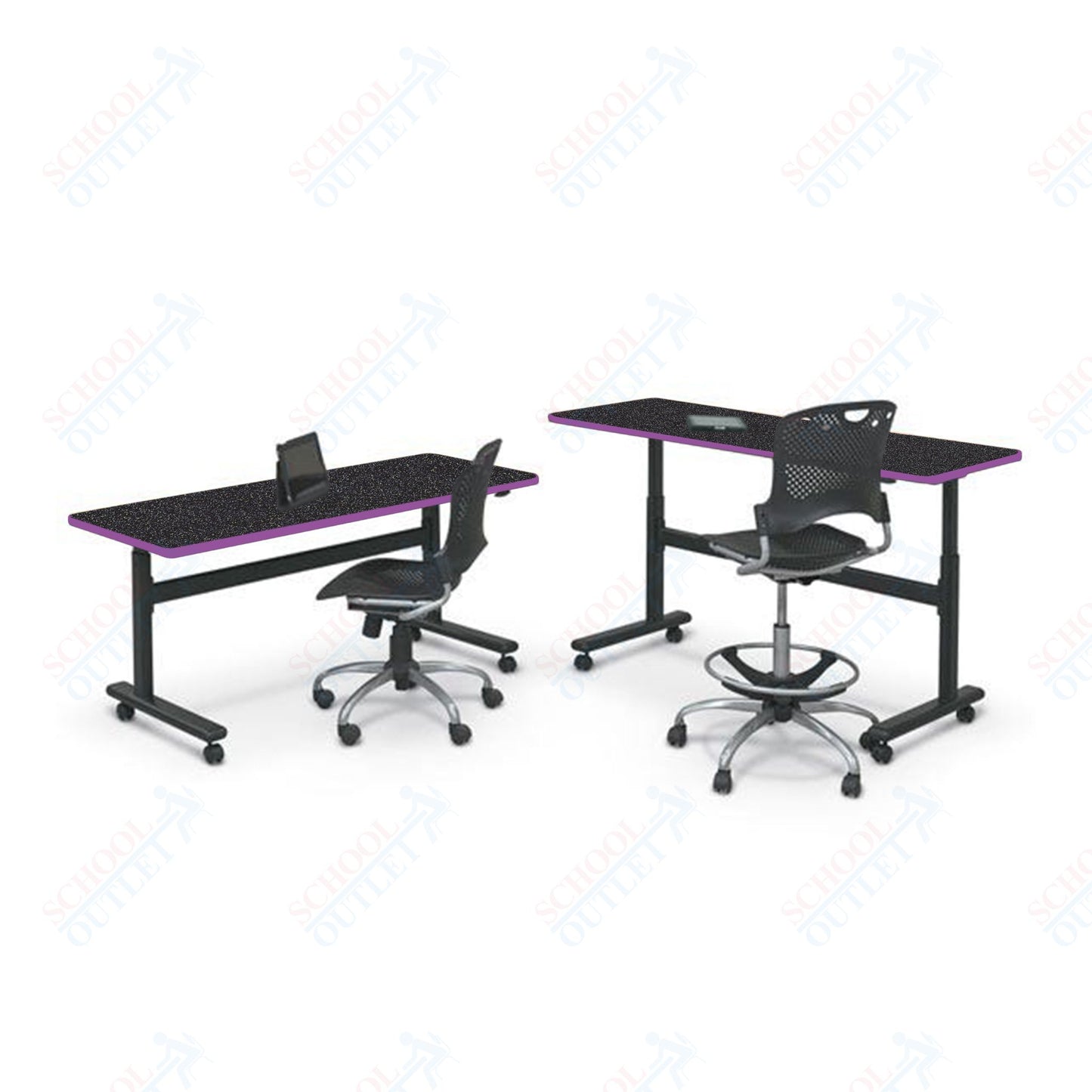 Mooreco Adjustable Height Flipper Table - Rectangle - 72"W × 24"D