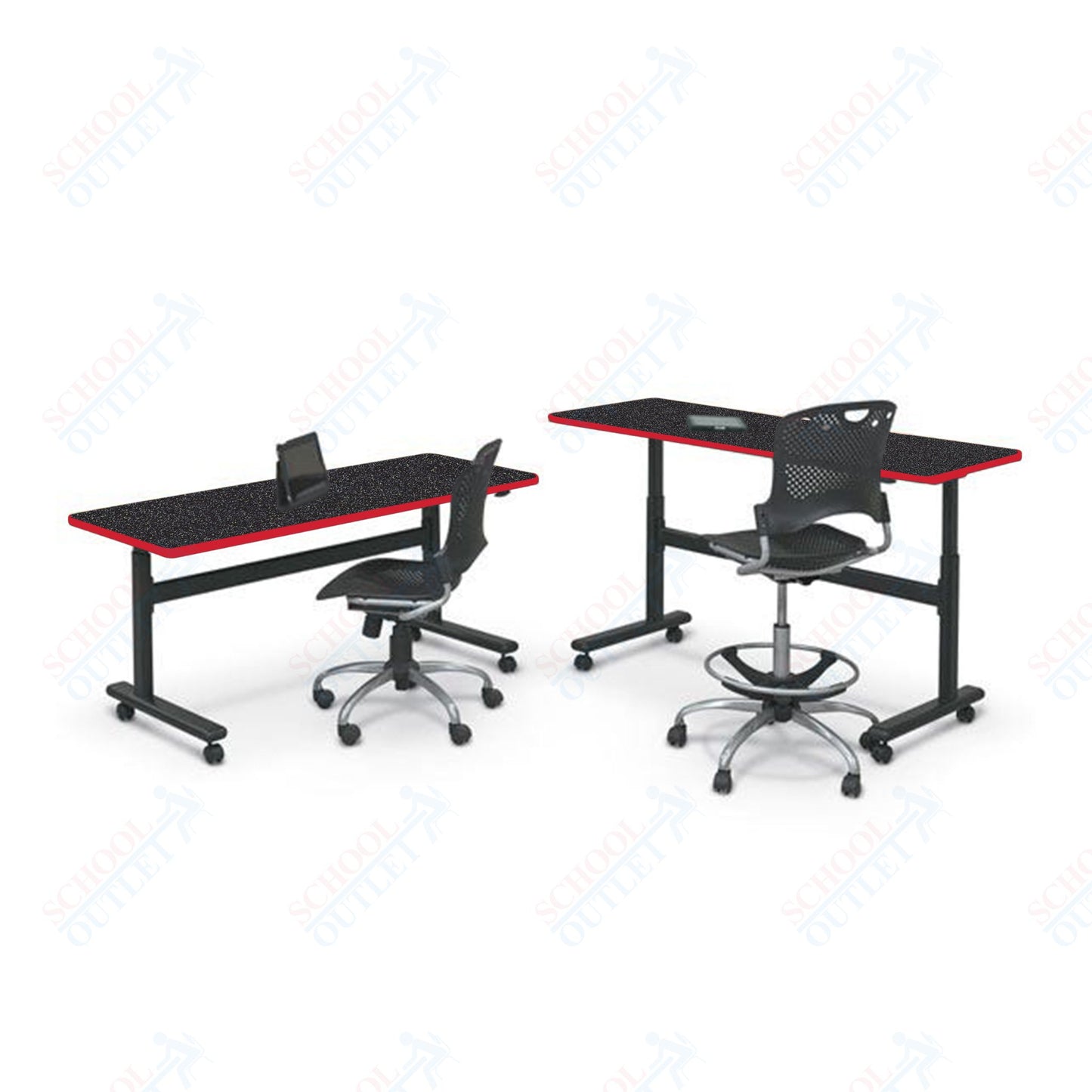 Mooreco Adjustable Height Flipper Table - Rectangle - 72"W × 24"D