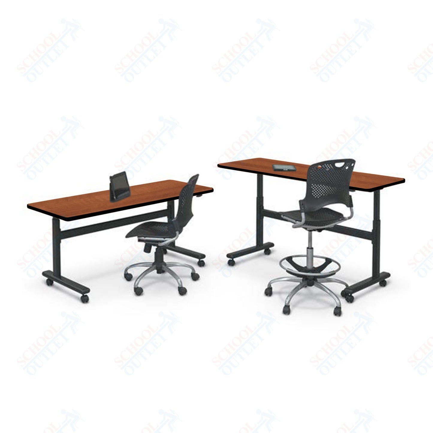 Mooreco Adjustable Height Flipper Table - Rectangle - 72"W × 24"D