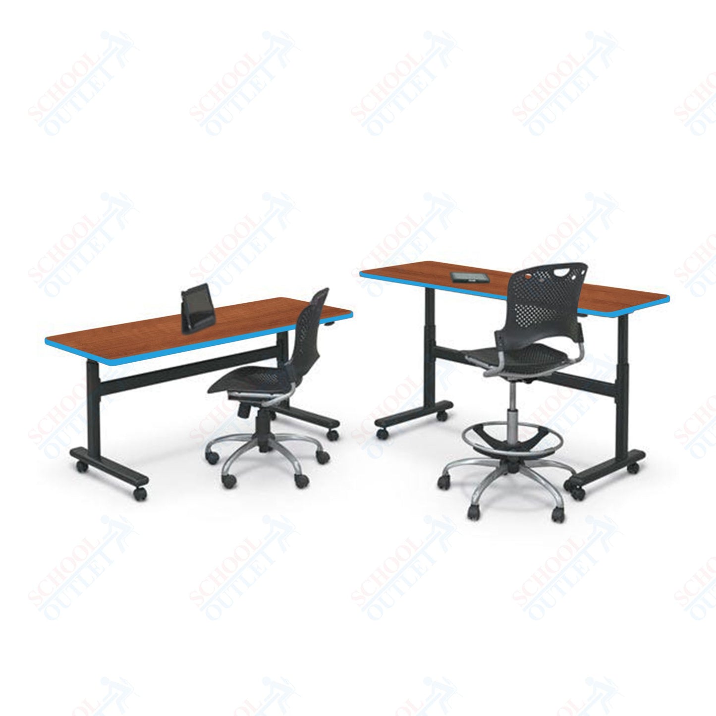 Mooreco Adjustable Height Flipper Table - Rectangle - 72"W × 24"D