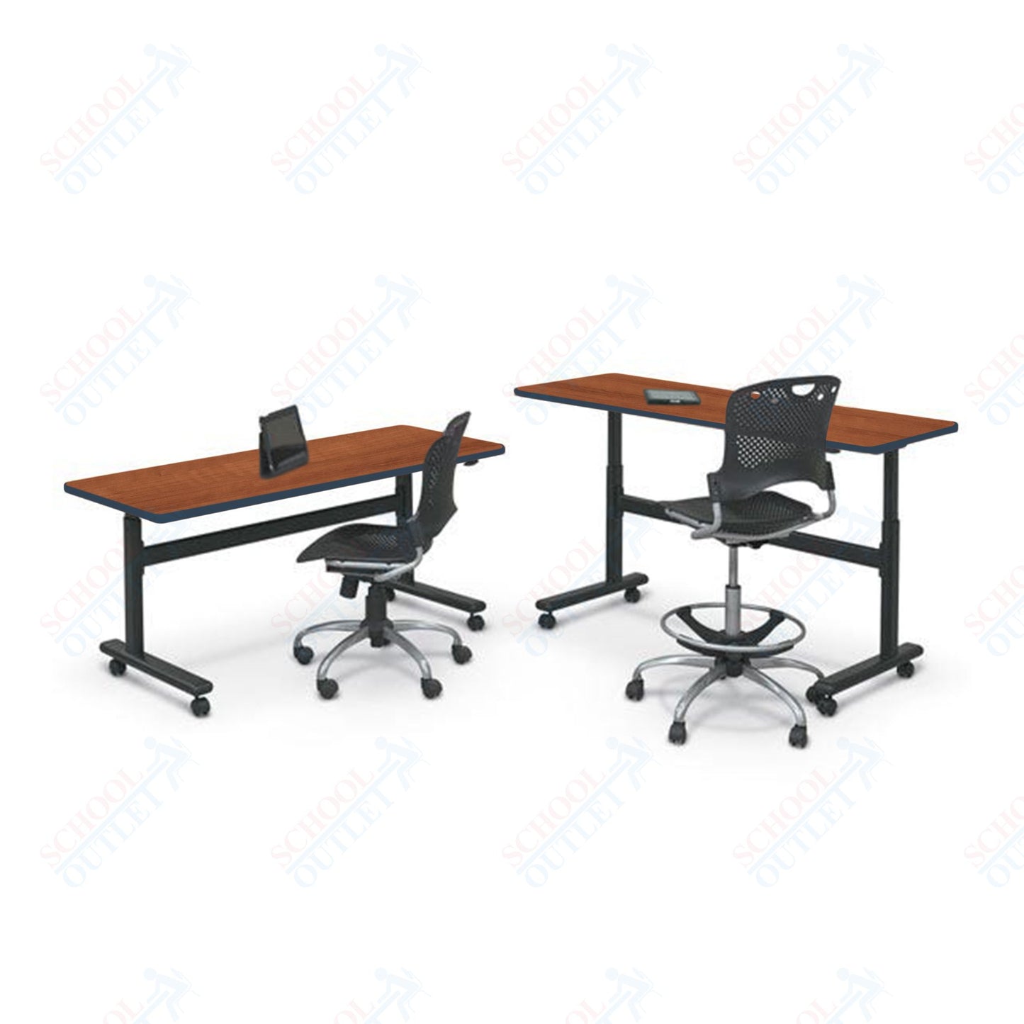 Mooreco Adjustable Height Flipper Table - Rectangle - 72"W × 24"D