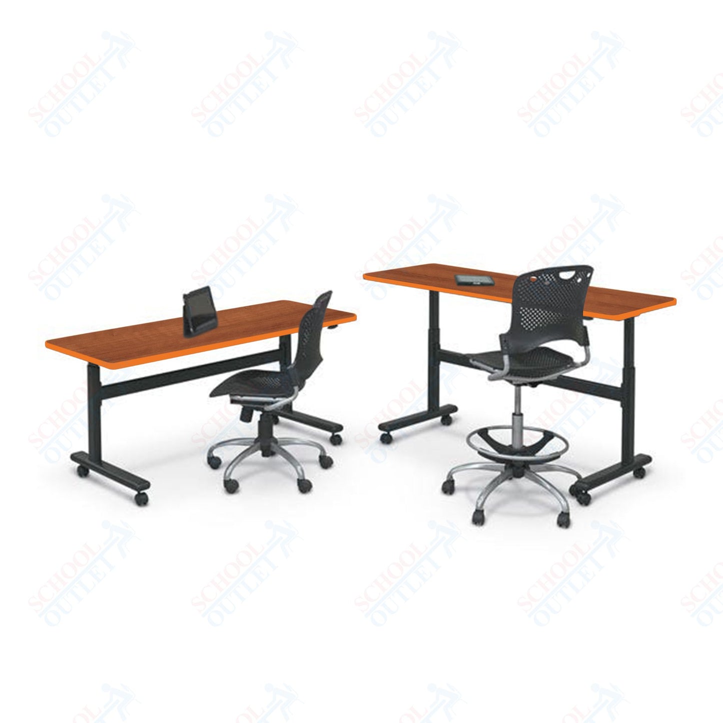 Mooreco Adjustable Height Flipper Table - Rectangle - 72"W × 24"D