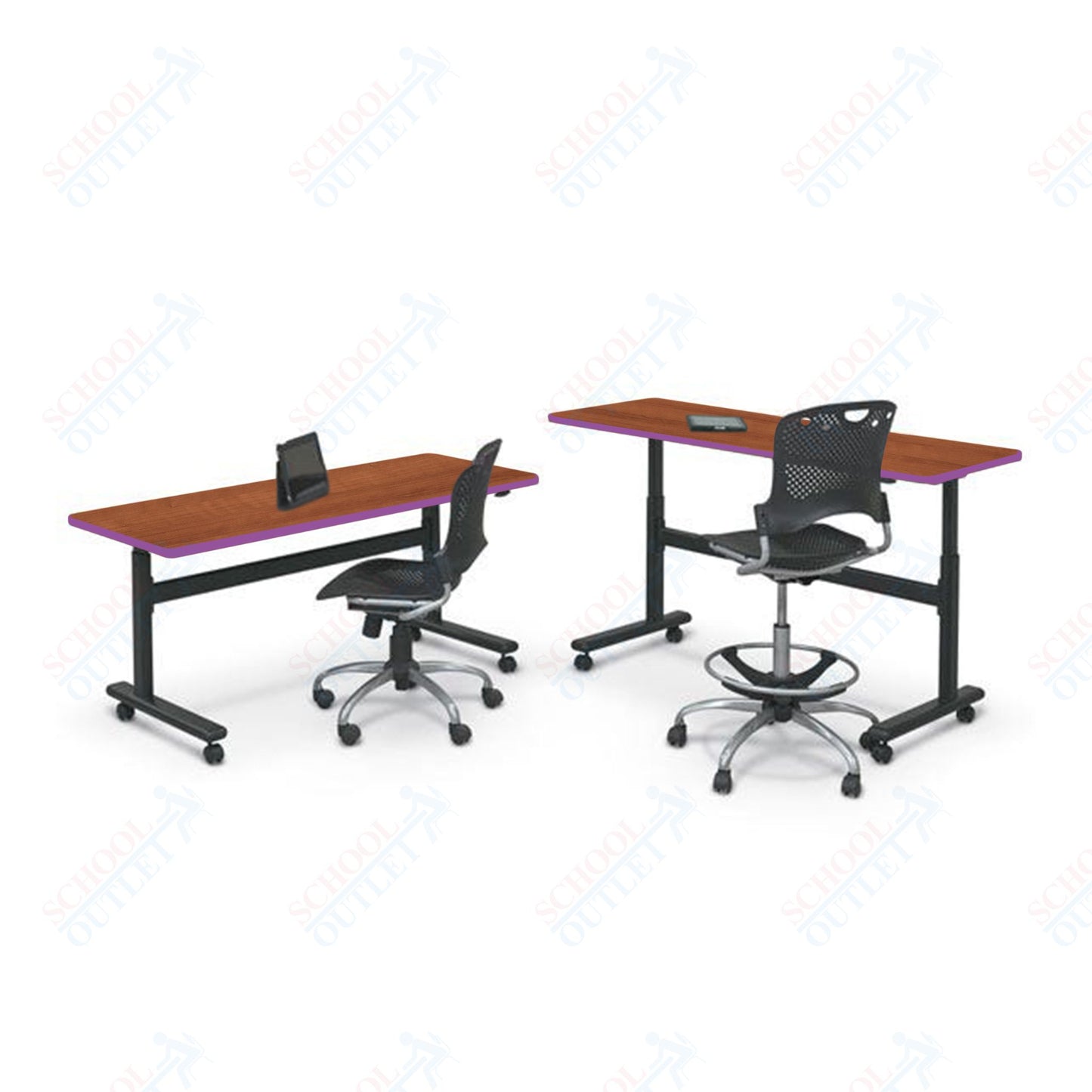 Mooreco Adjustable Height Flipper Table - Rectangle - 72"W × 24"D