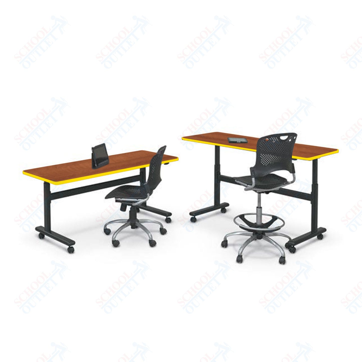 Mooreco Adjustable Height Flipper Table - Rectangle - 72"W × 24"D