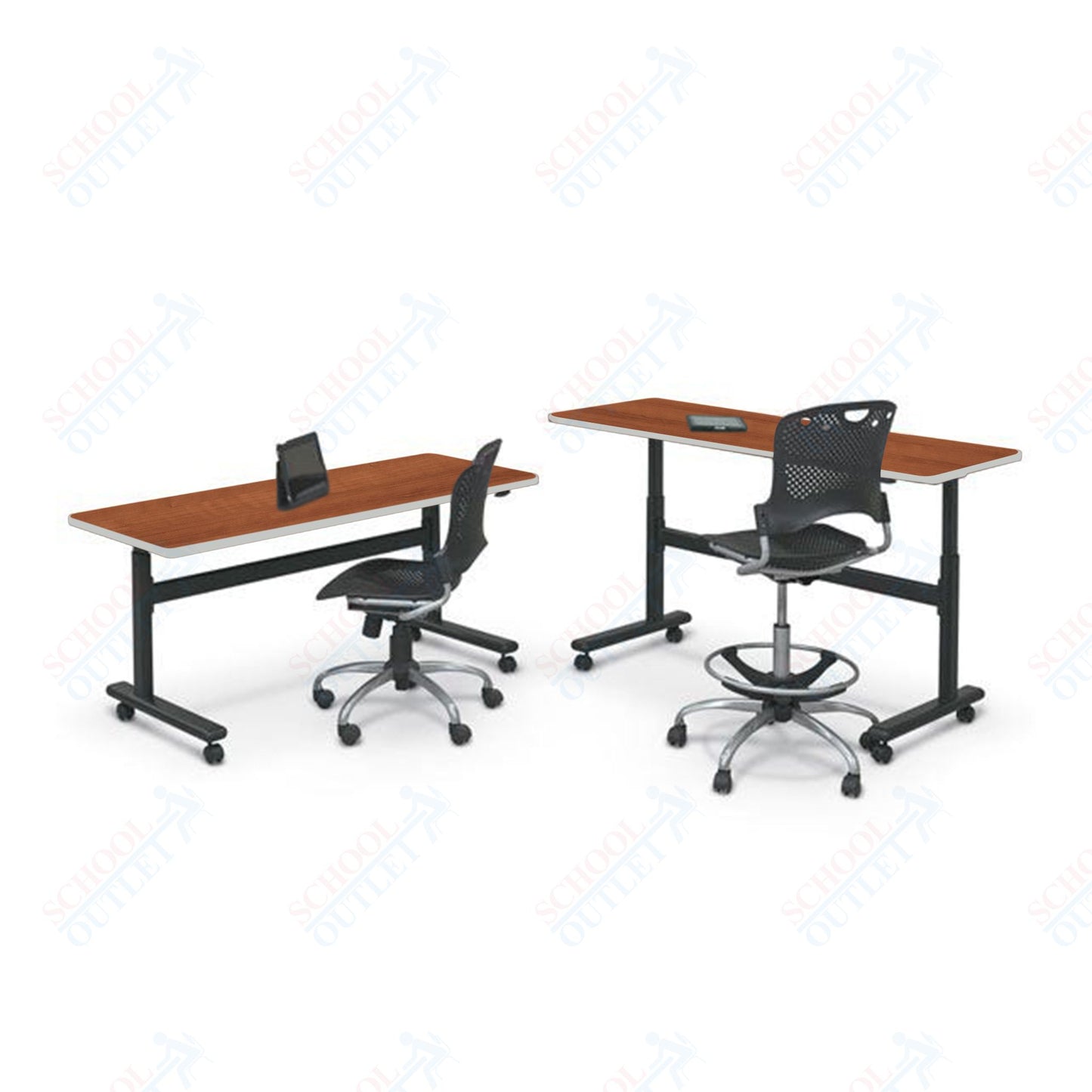 Mooreco Adjustable Height Flipper Table - Rectangle - 72"W × 24"D