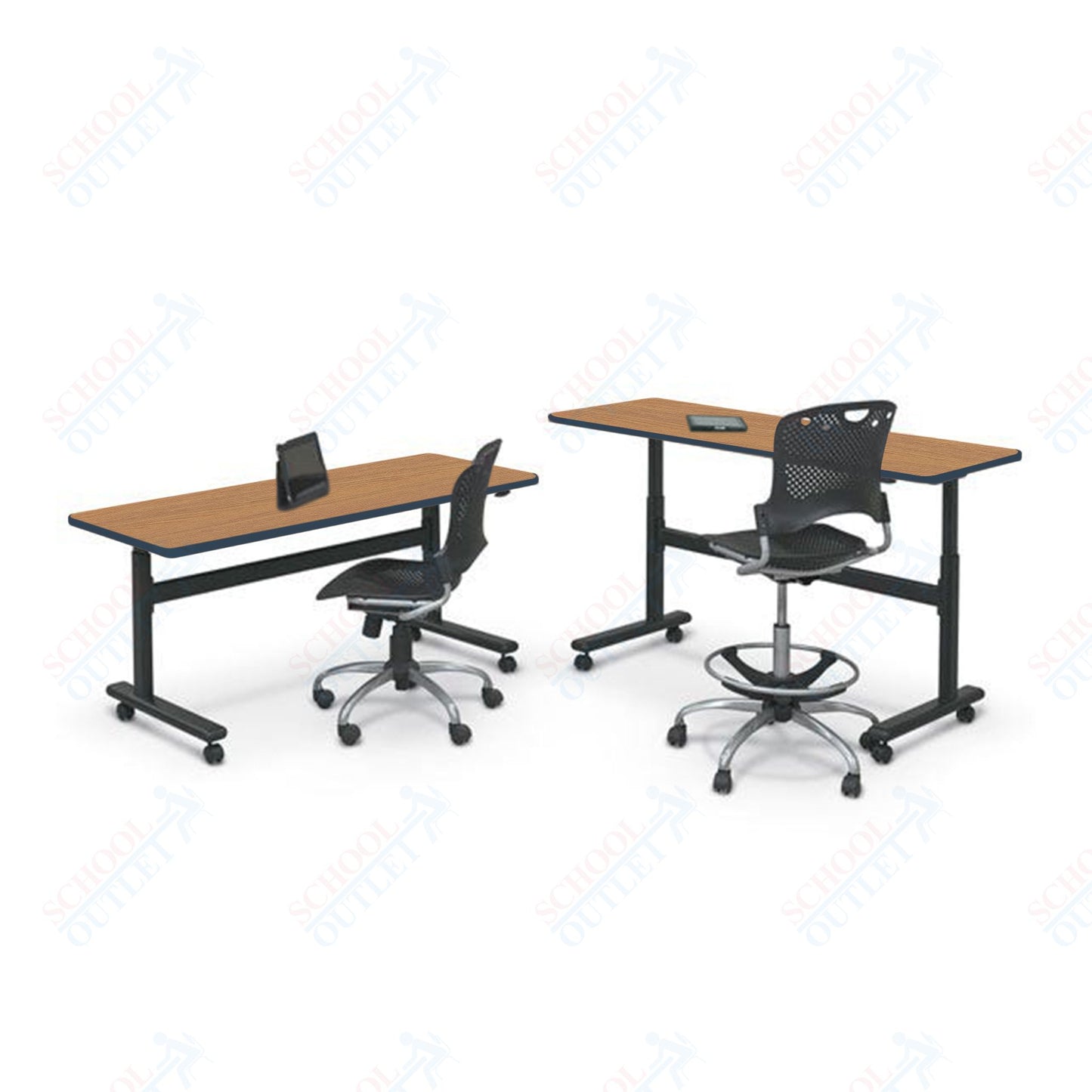 Mooreco Adjustable Height Flipper Table - Rectangle - 72"W × 24"D