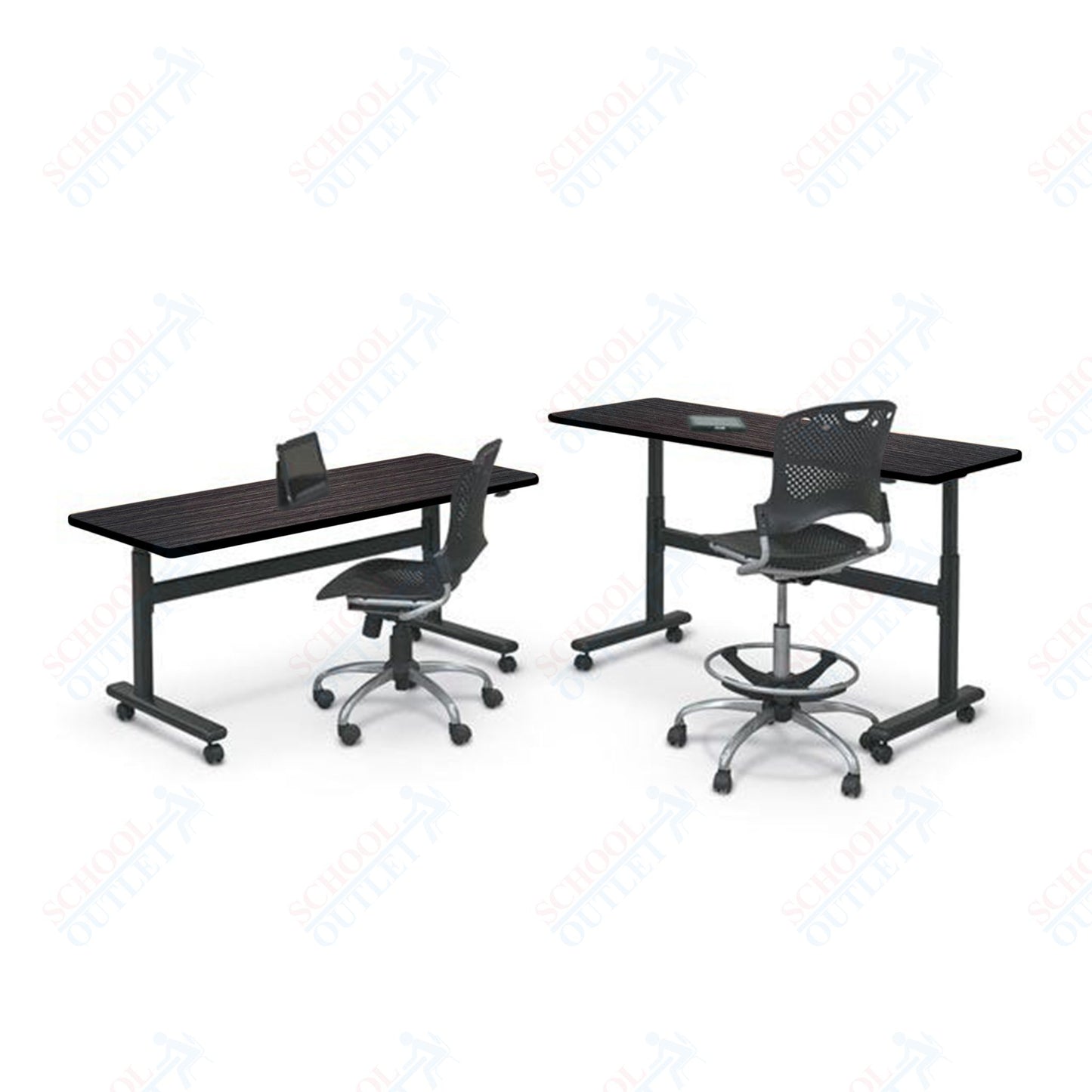 Mooreco Adjustable Height Flipper Table - Rectangle - 72"W × 24"D