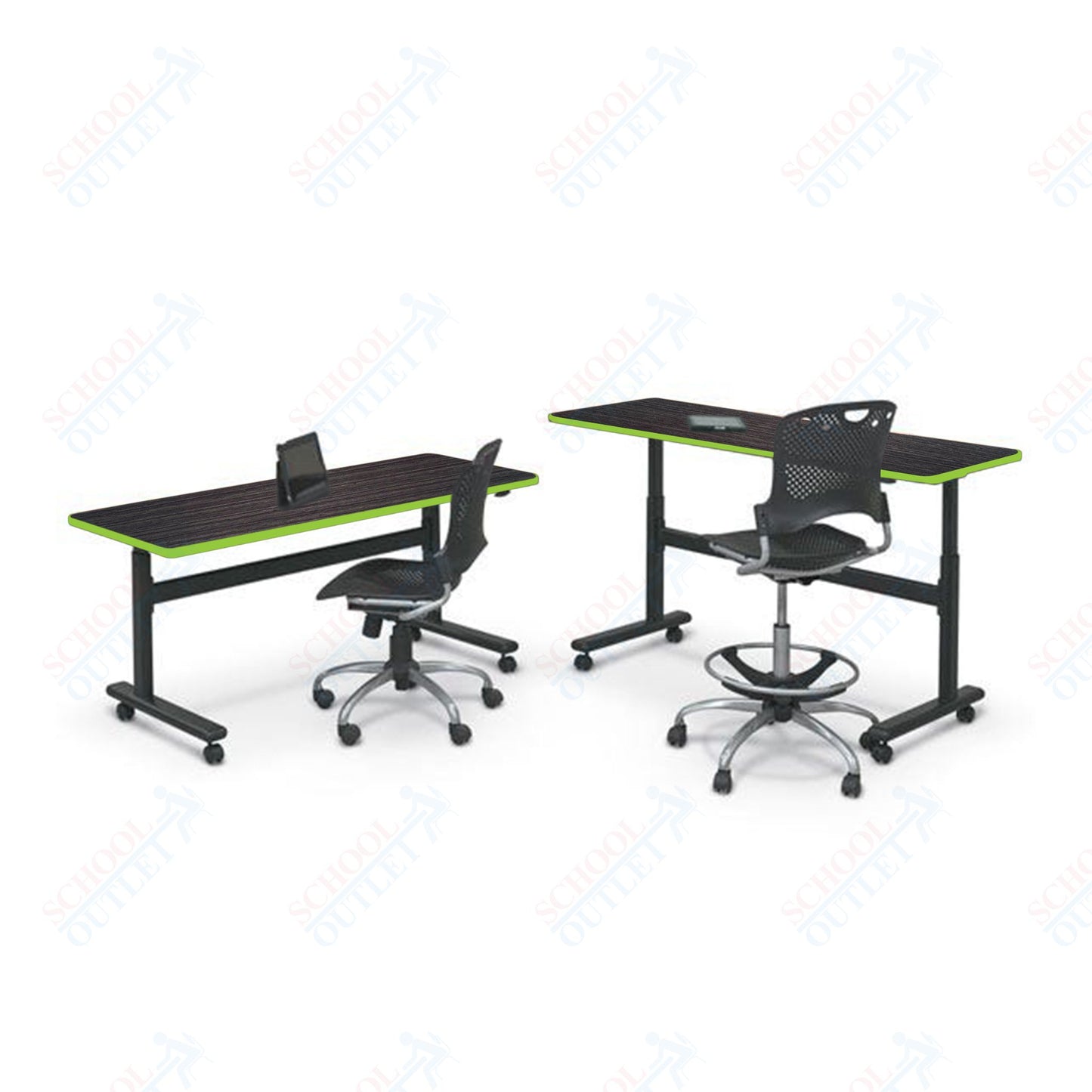 Mooreco Adjustable Height Flipper Table - Rectangle - 72"W × 24"D