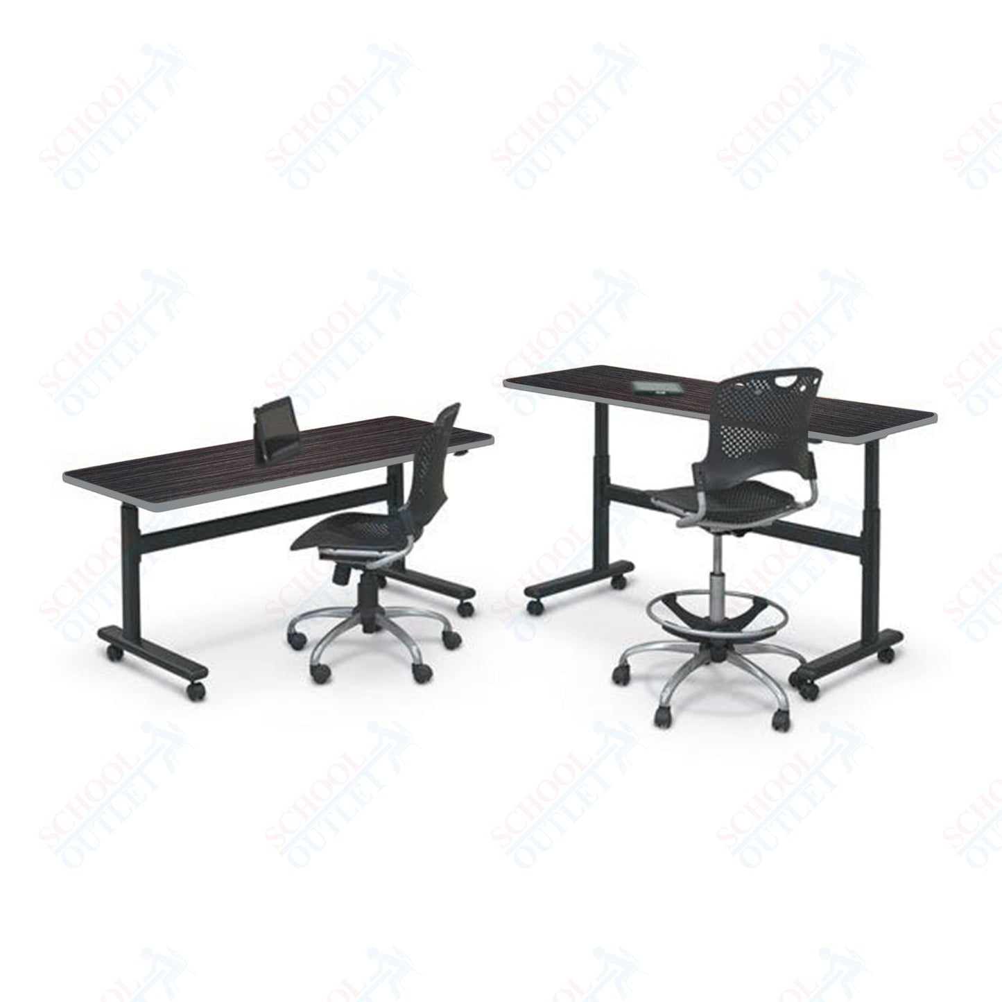 Mooreco Adjustable Height Flipper Table - Rectangle - 72"W × 24"D