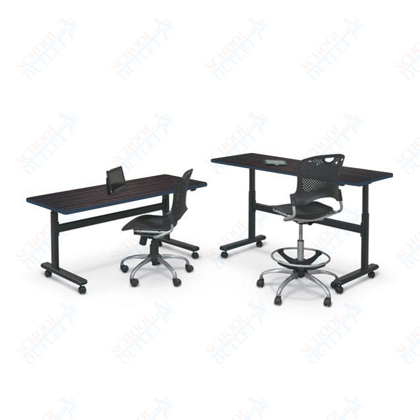Mooreco Adjustable Height Flipper Table - Rectangle - 72"W × 24"D