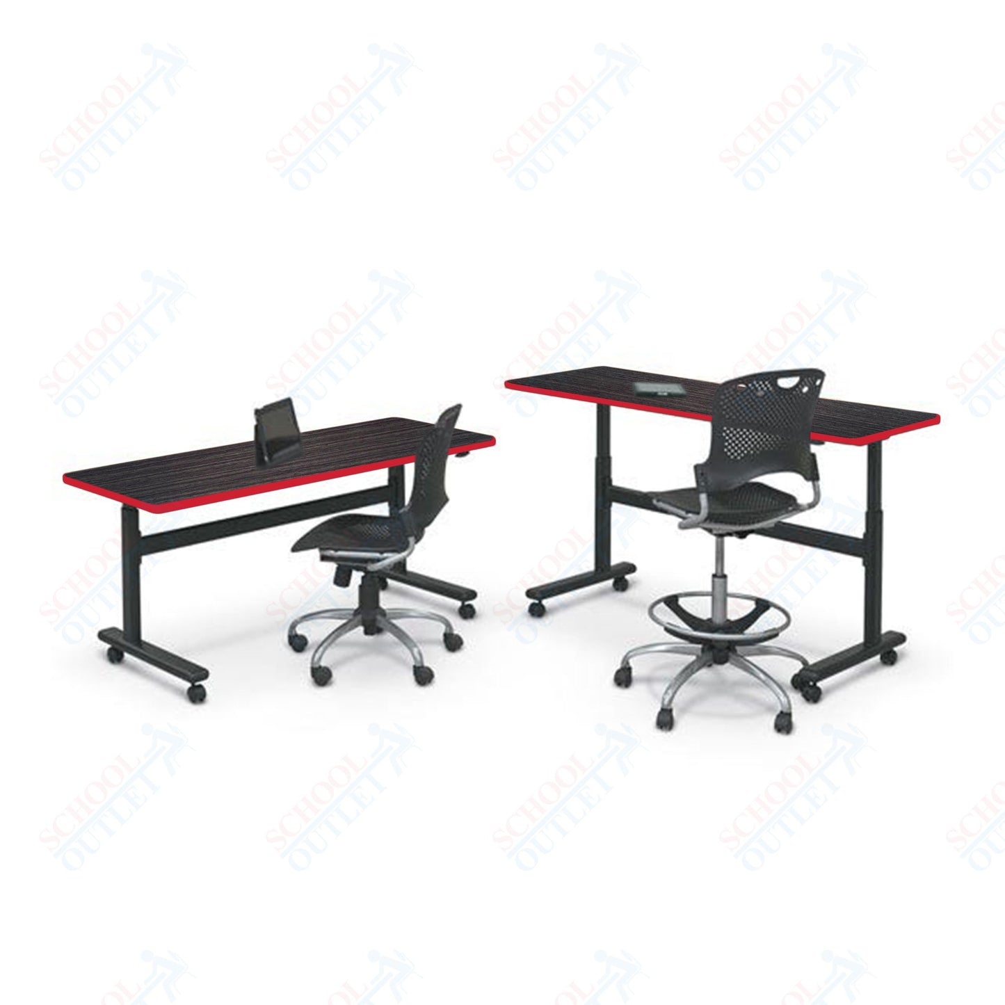 Mooreco Adjustable Height Flipper Table - Rectangle - 72"W × 24"D