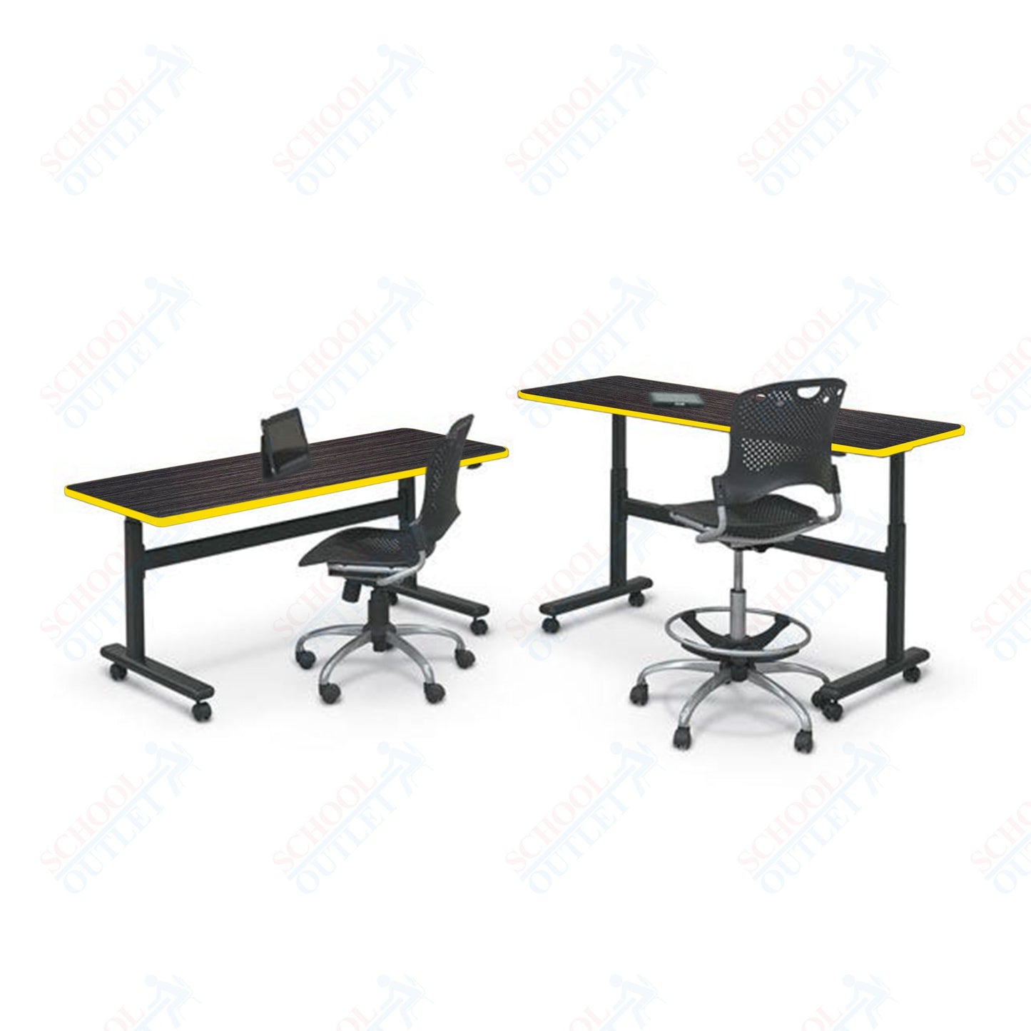 Mooreco Adjustable Height Flipper Table - Rectangle - 72"W × 24"D