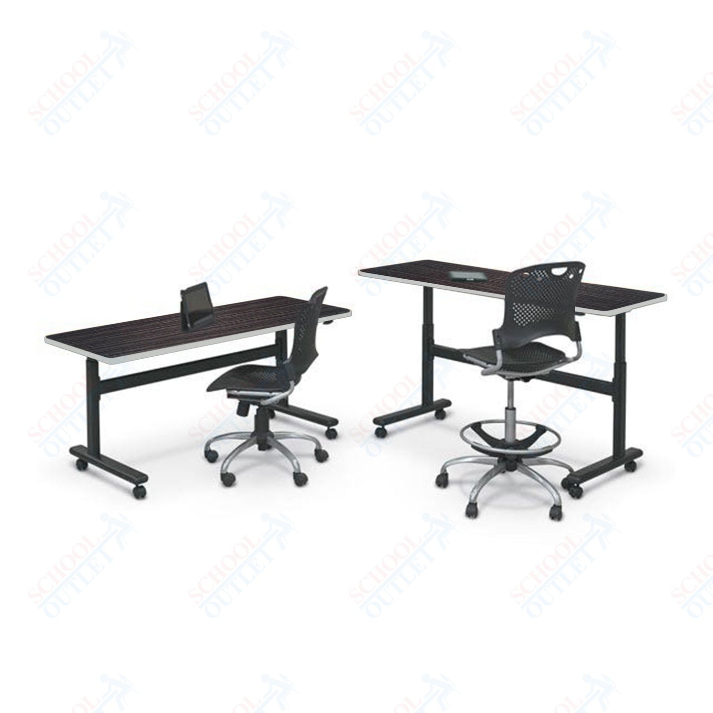 Mooreco Adjustable Height Flipper Table - Rectangle - 72"W × 24"D
