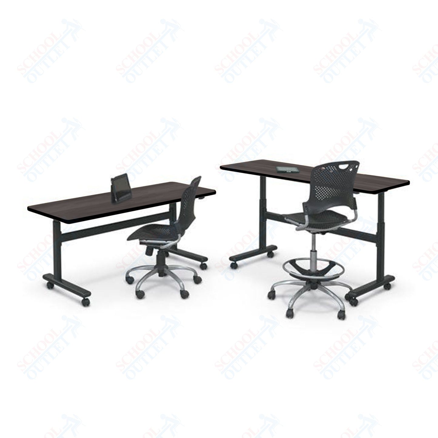 Mooreco Adjustable Height Flipper Table - Rectangle - 72"W × 24"D
