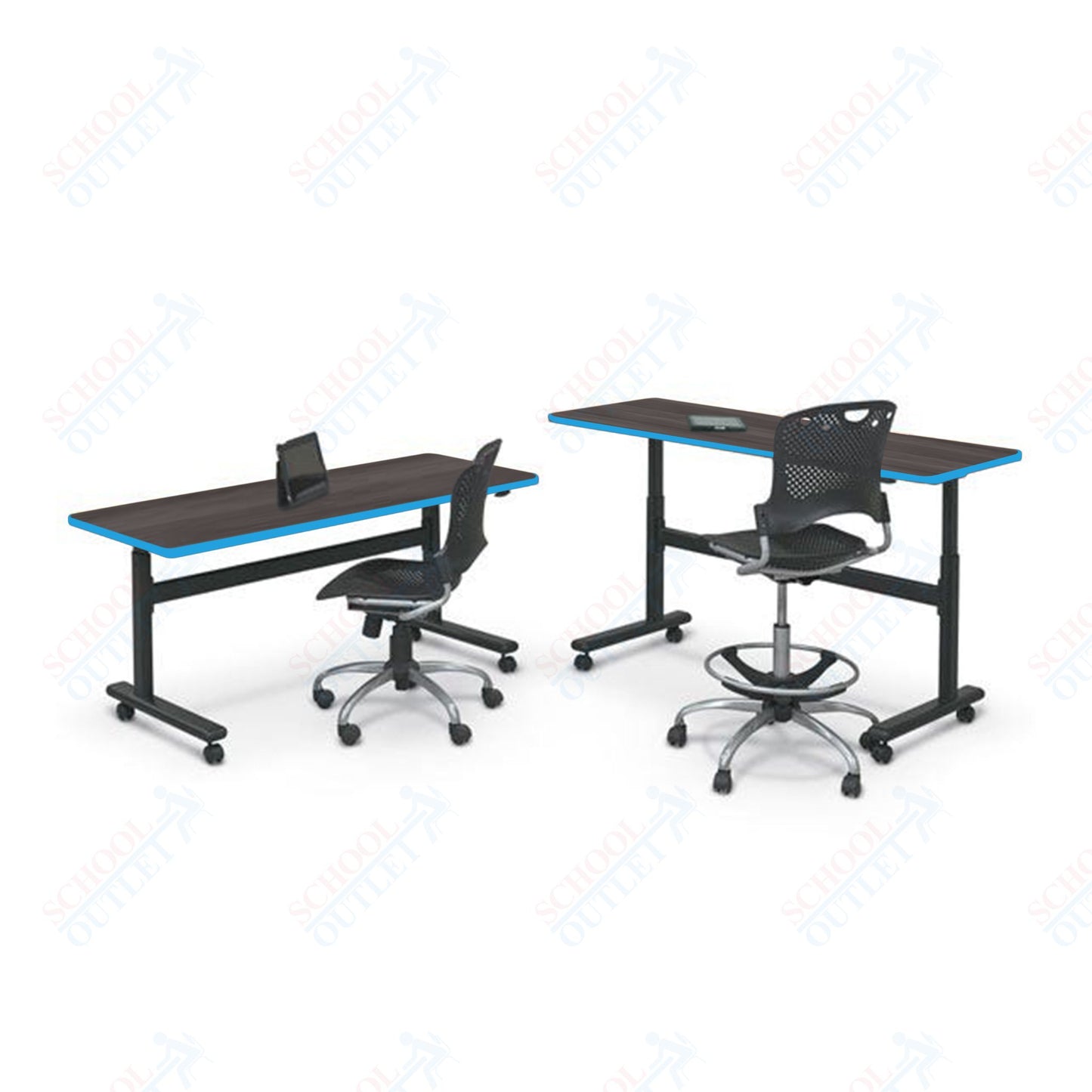 Mooreco Adjustable Height Flipper Table - Rectangle - 72"W × 24"D