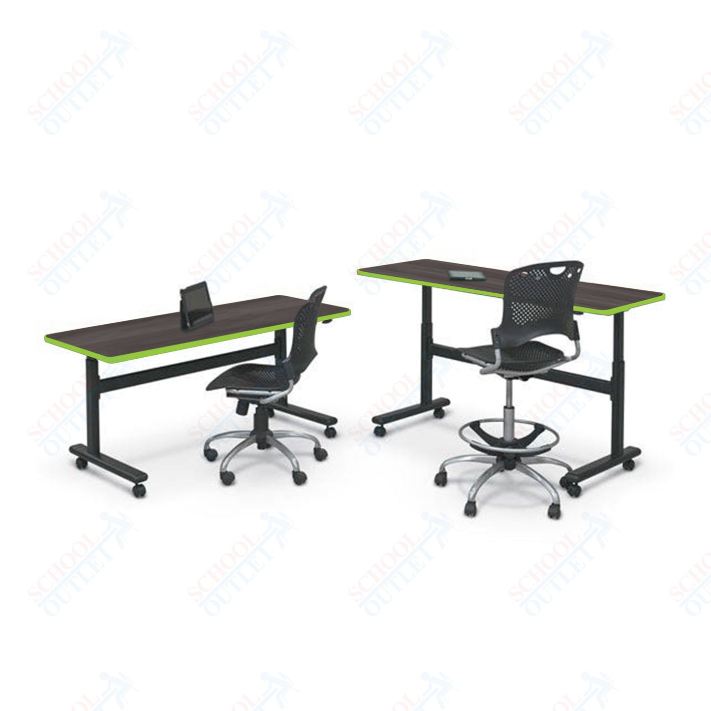 Mooreco Adjustable Height Flipper Table - Rectangle - 72"W × 24"D