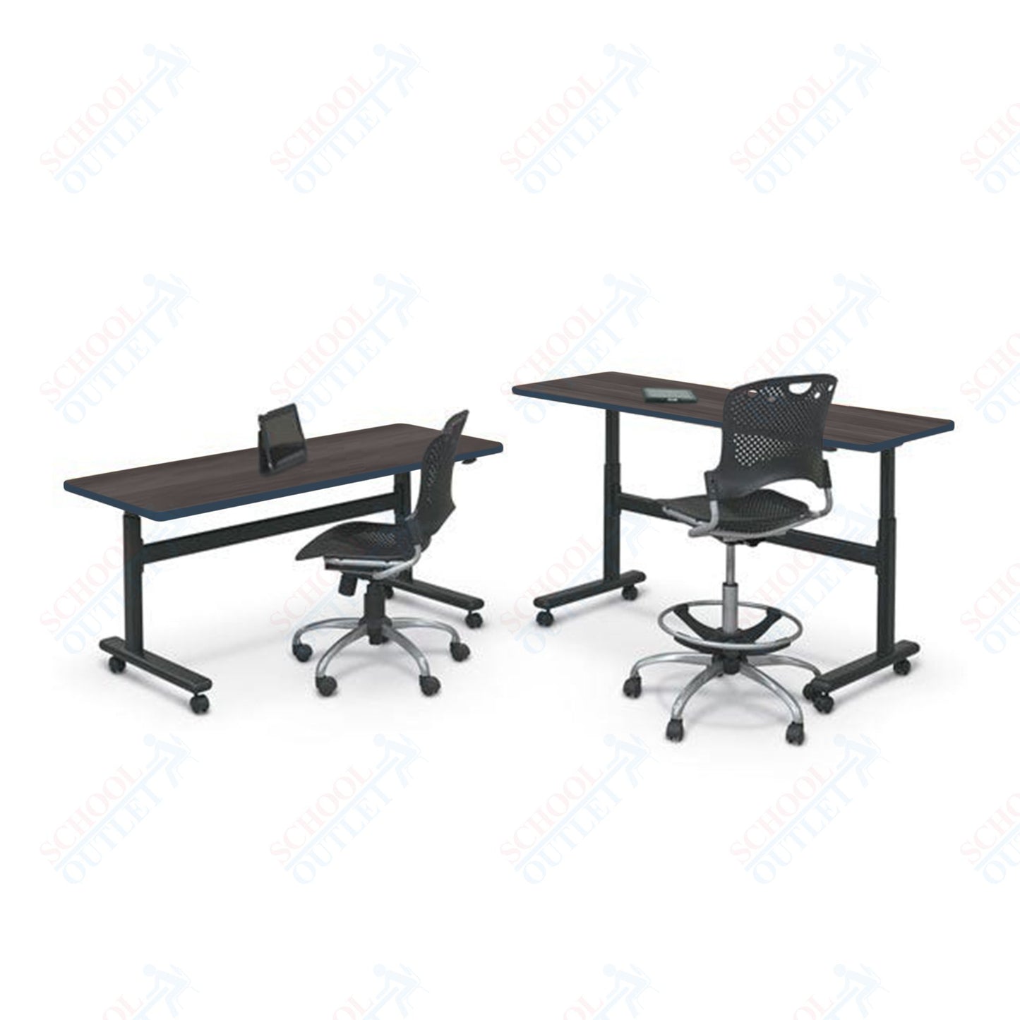 Mooreco Adjustable Height Flipper Table - Rectangle - 72"W × 24"D