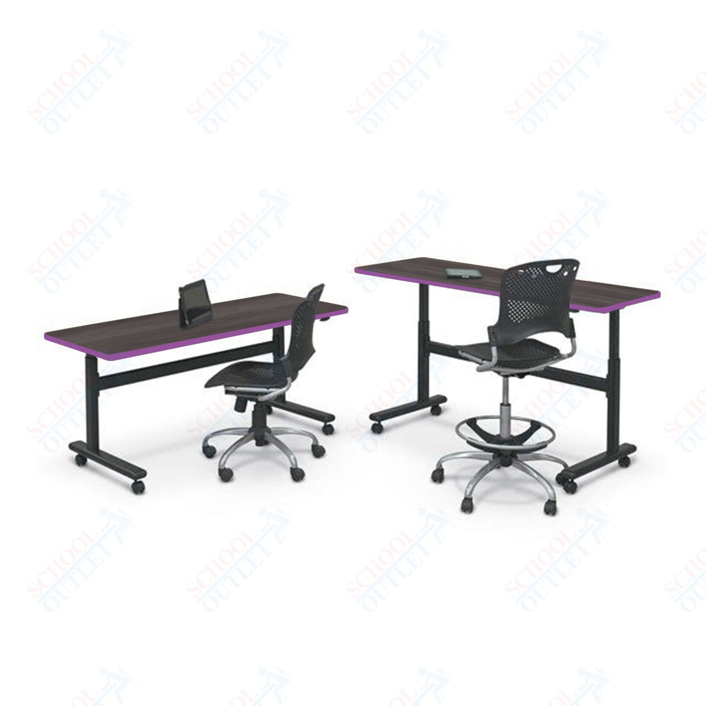 Mooreco Adjustable Height Flipper Table - Rectangle - 72"W × 24"D