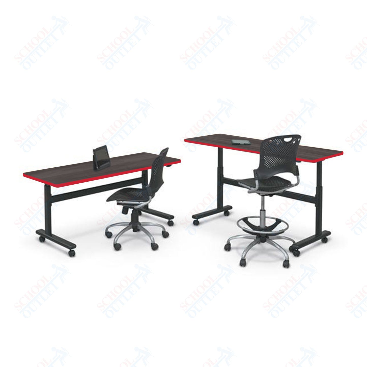 Mooreco Adjustable Height Flipper Table - Rectangle - 72"W × 24"D