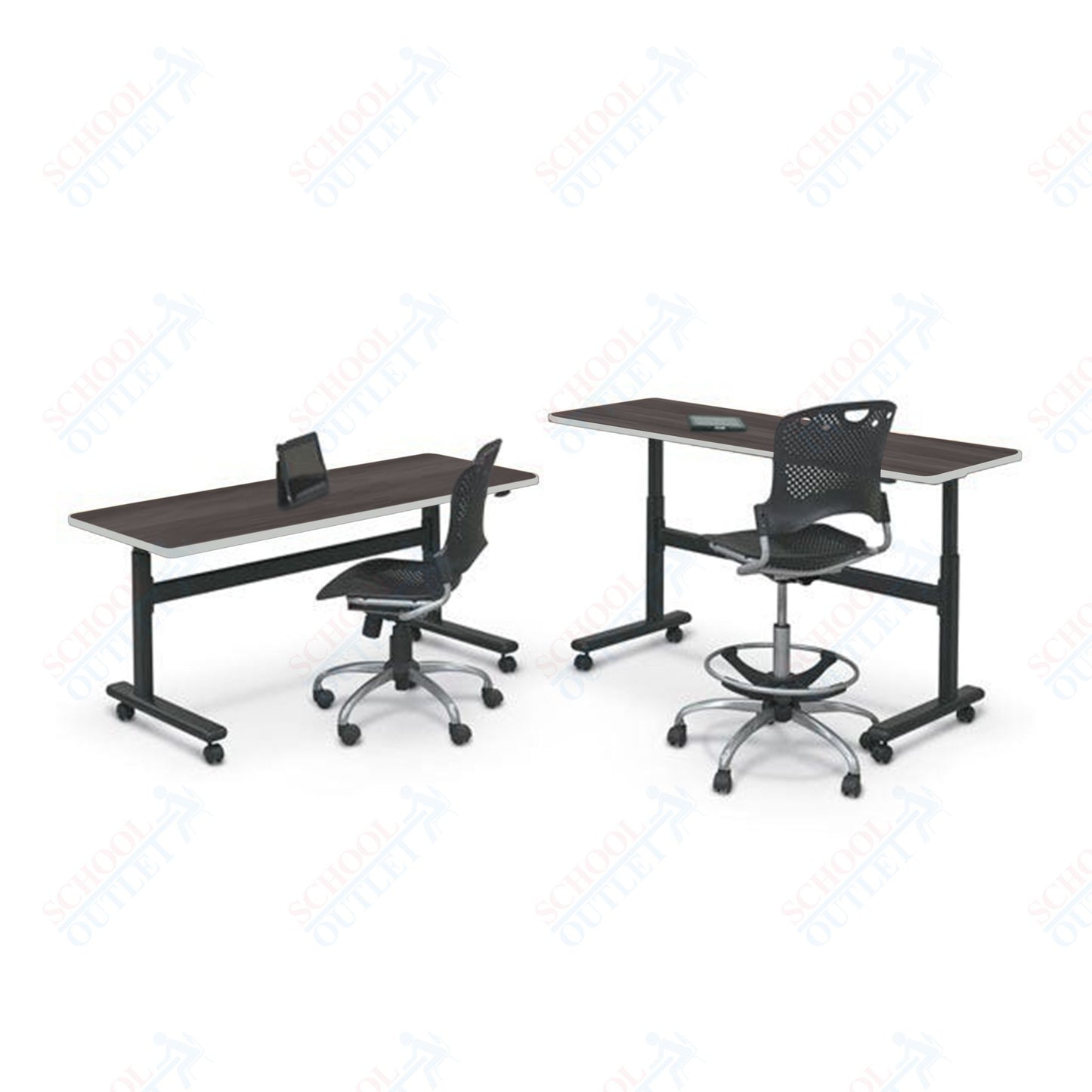 Mooreco Adjustable Height Flipper Table - Rectangle - 72"W × 24"D